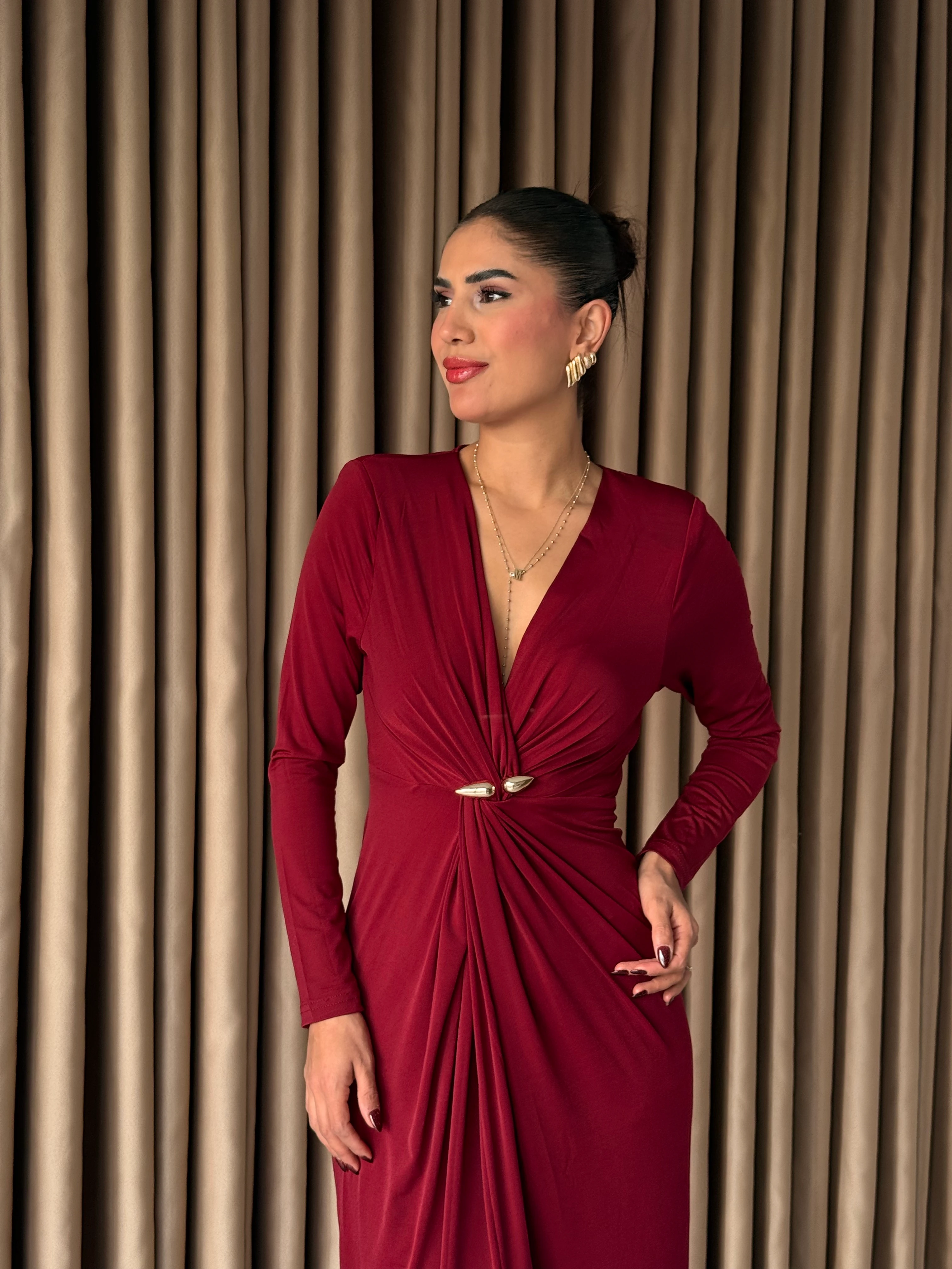 Vatkalı Füze Tokalı Elbise