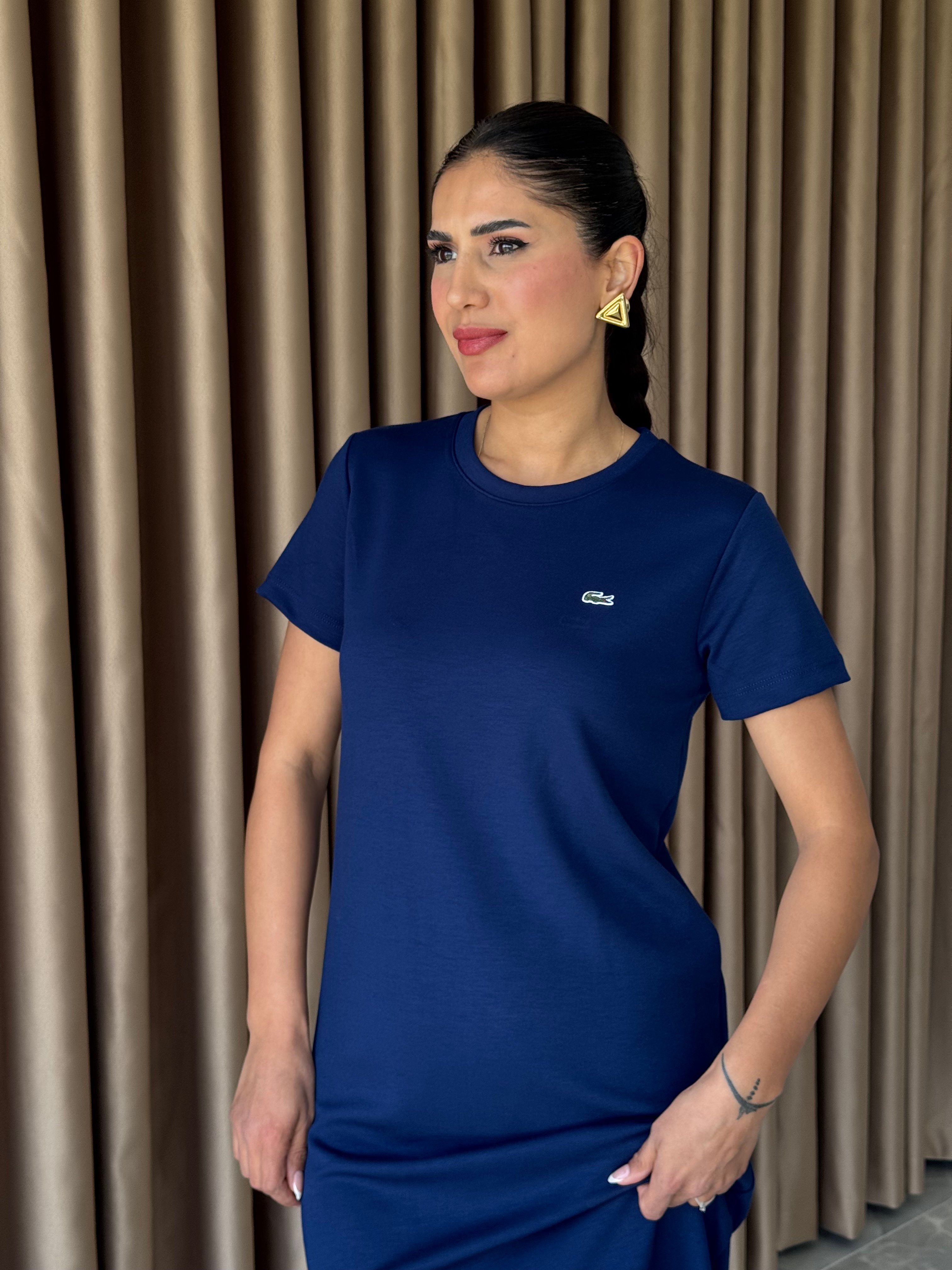MARKA MODEL KISA KOL MODAL LACİVERT ELBİSE