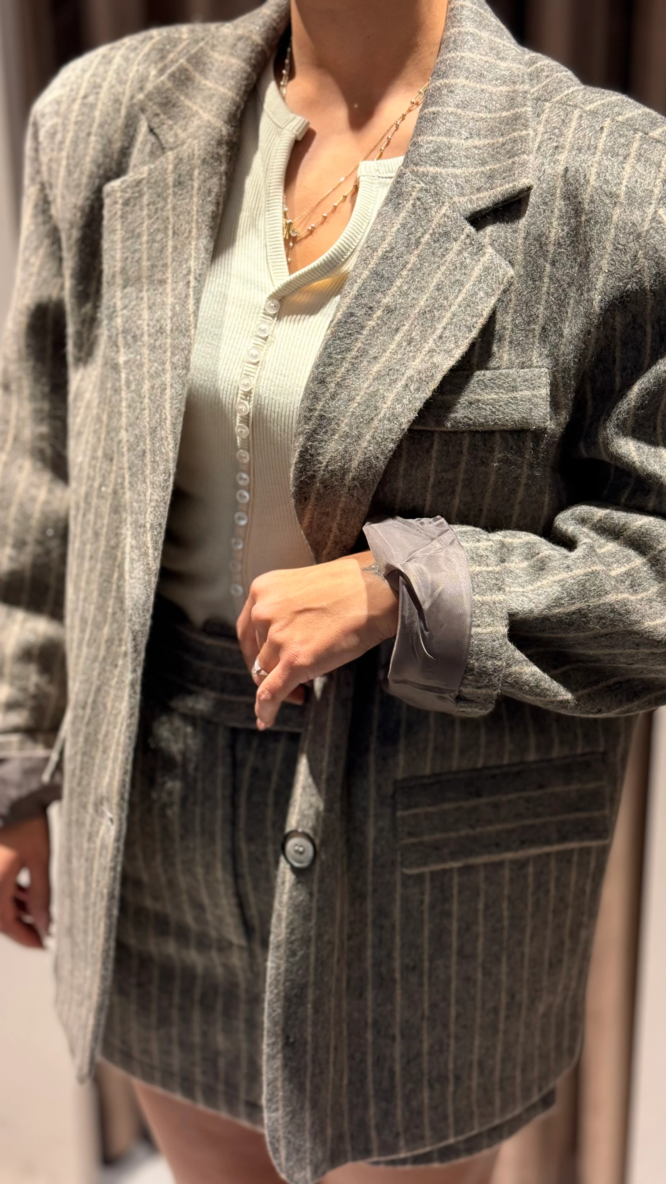 Vizon Çizgili Ceketli Takım