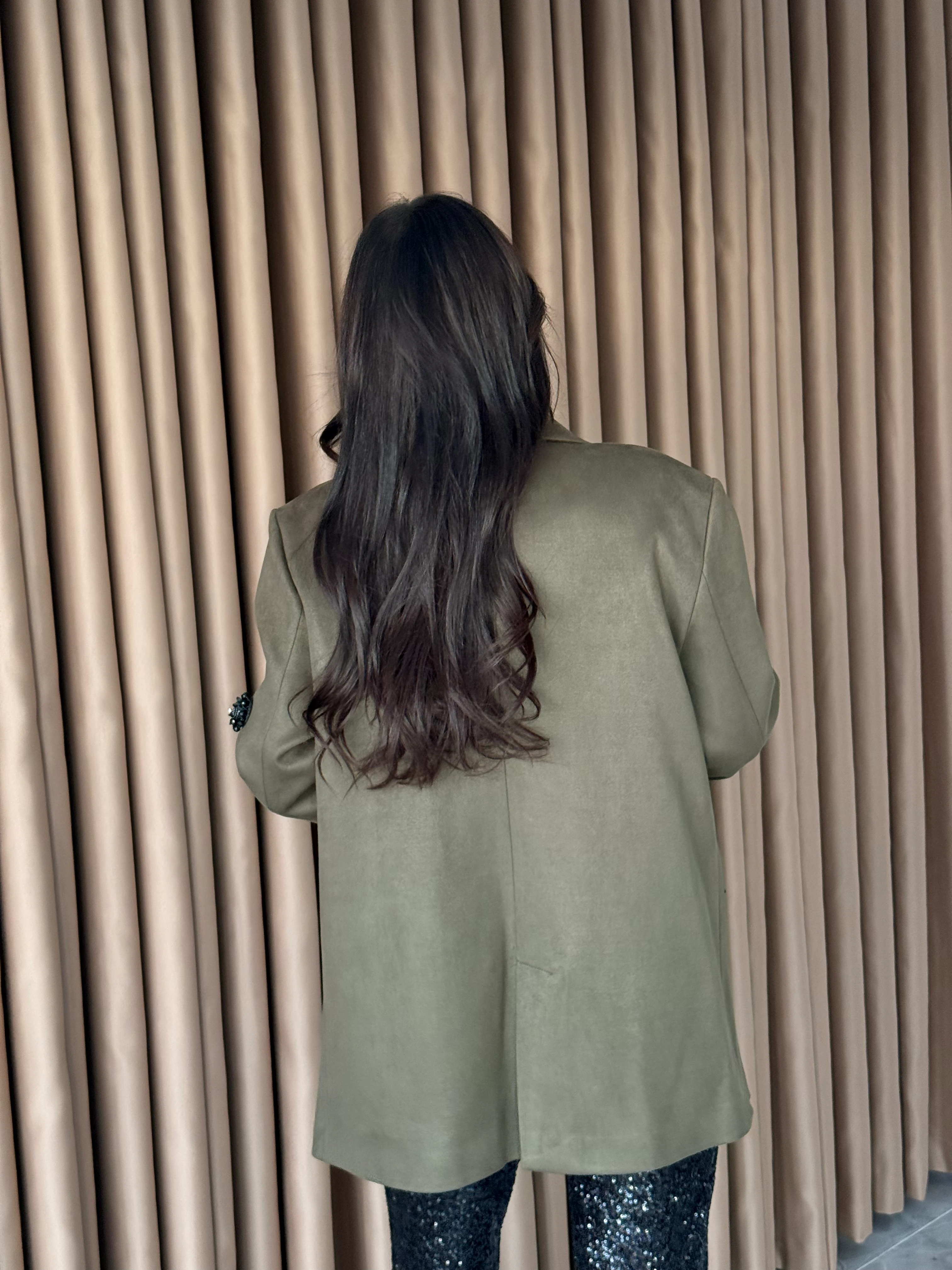 Süet İşlemeli Blazer Ceket