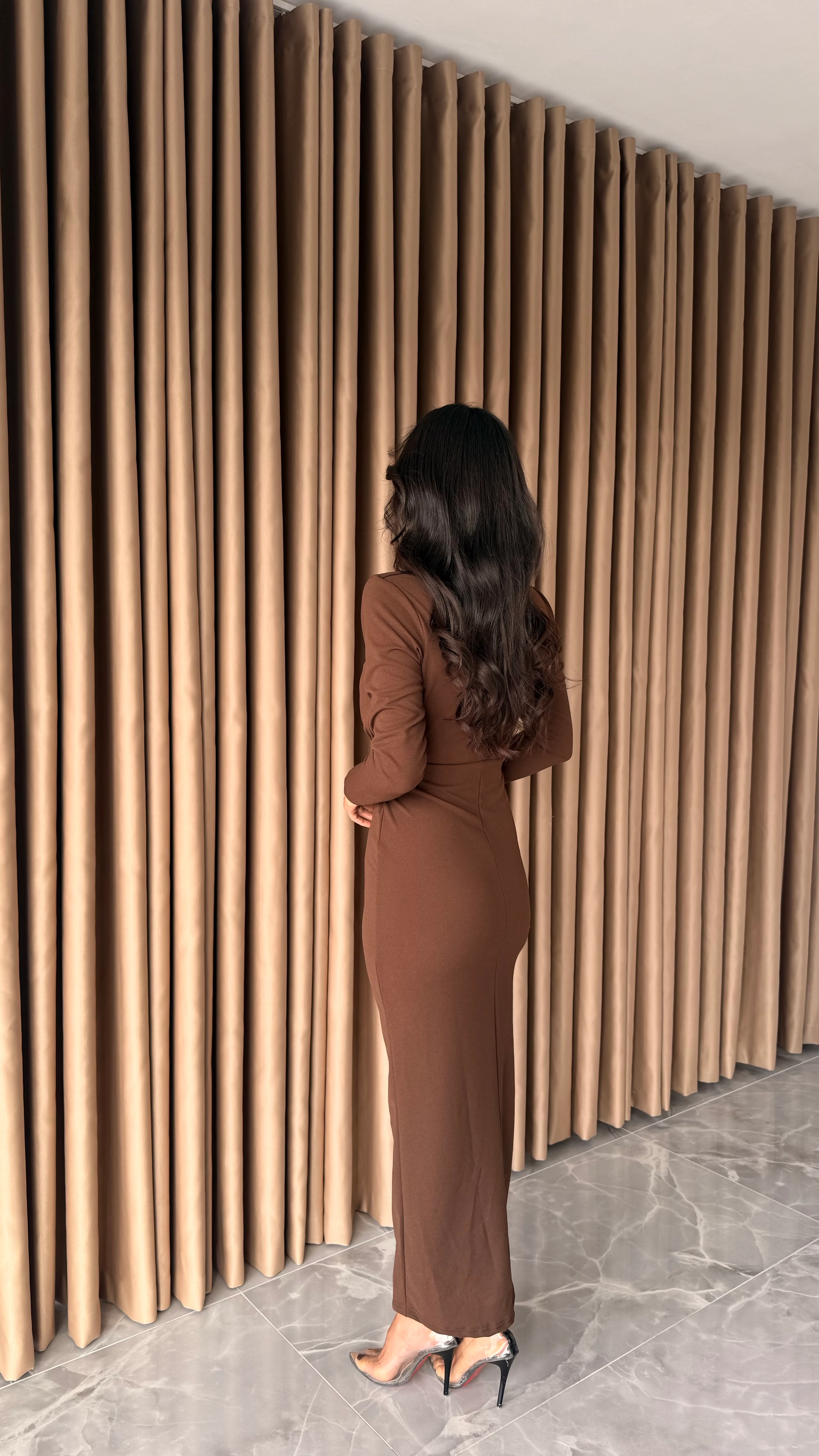 Örme Krep Yandan Tokalı Elbise