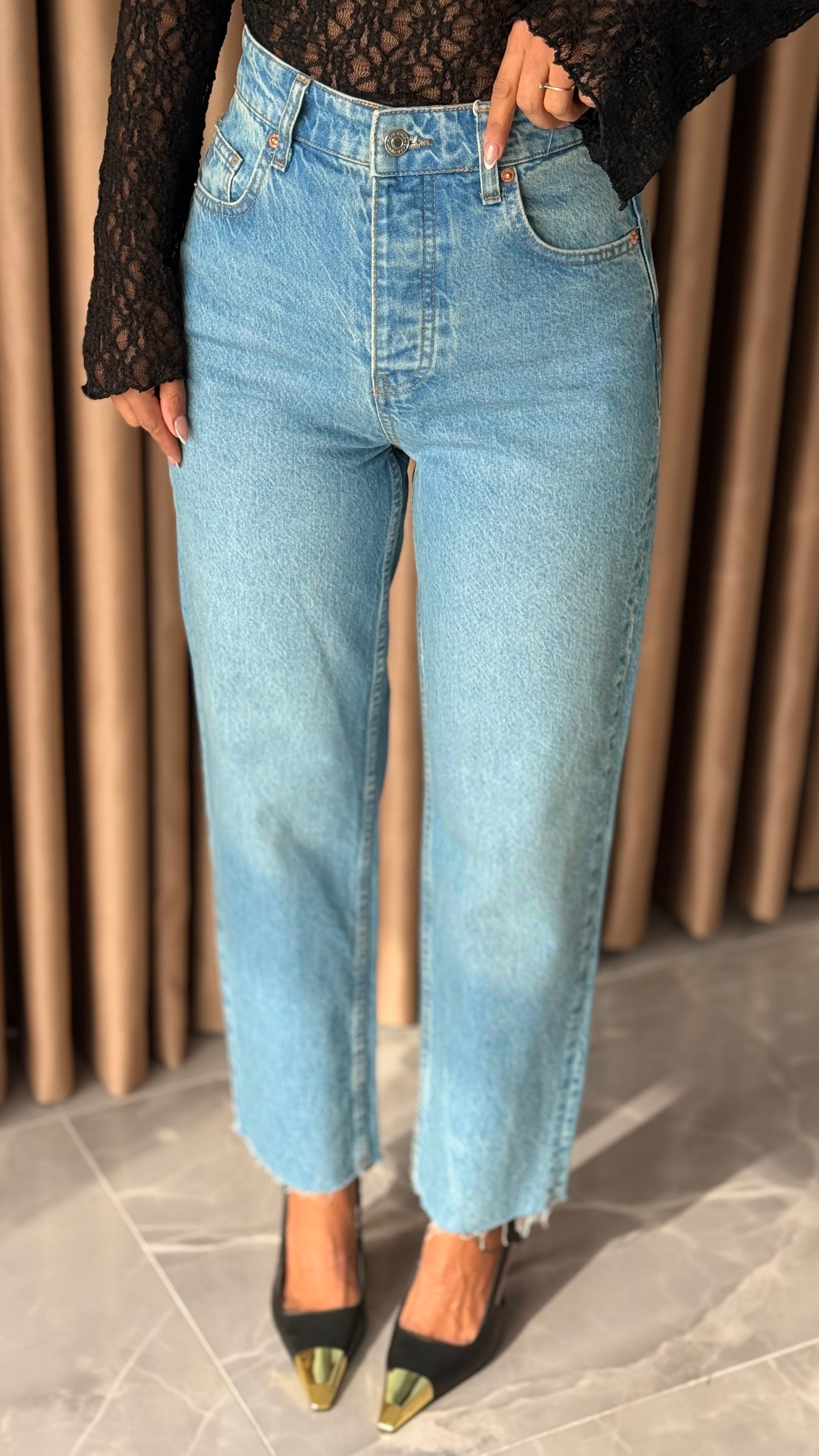 Mavi-Yeşil Boyfit Jean 006