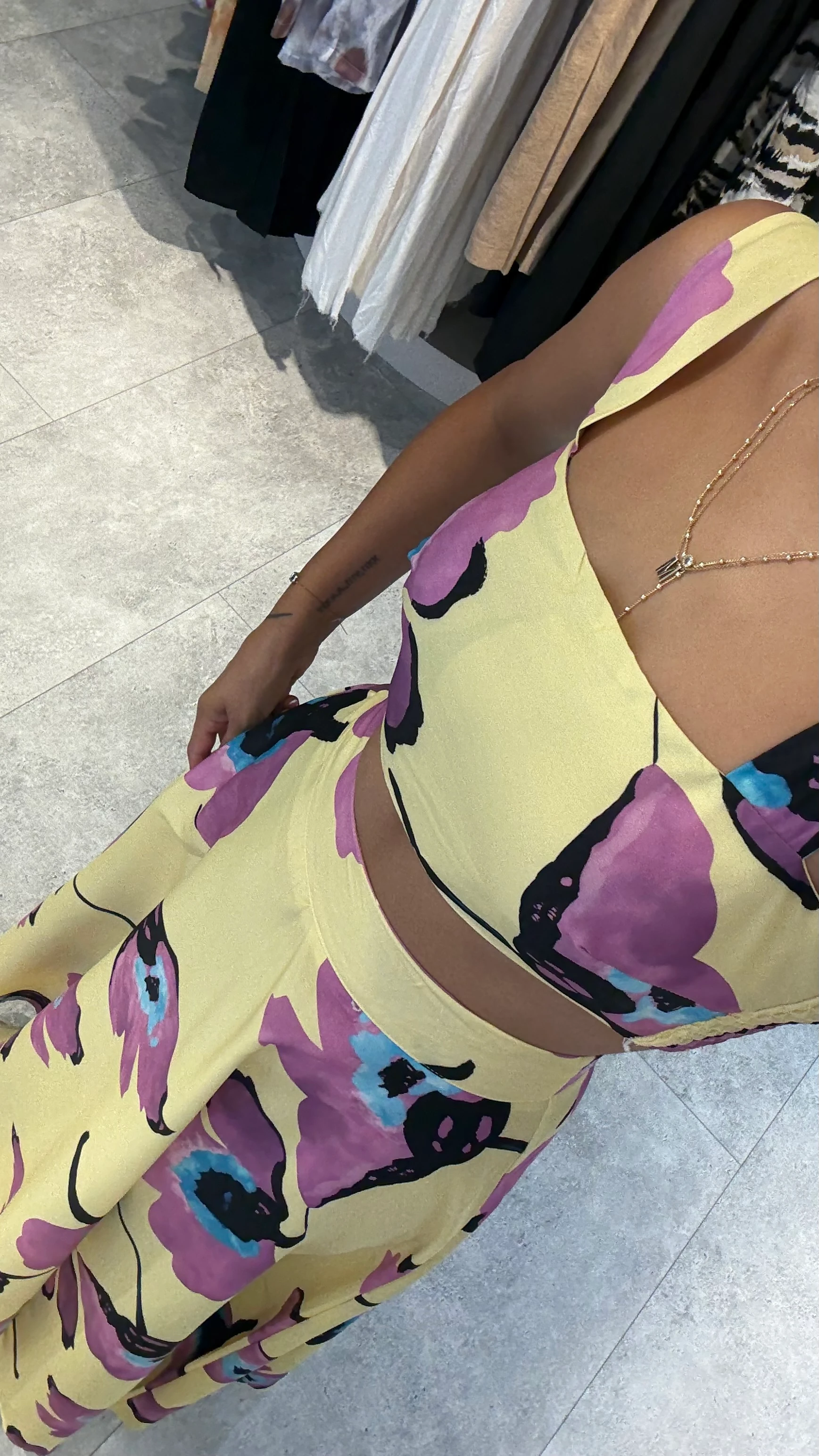 Mor Çiçek Desen Etekli Takım