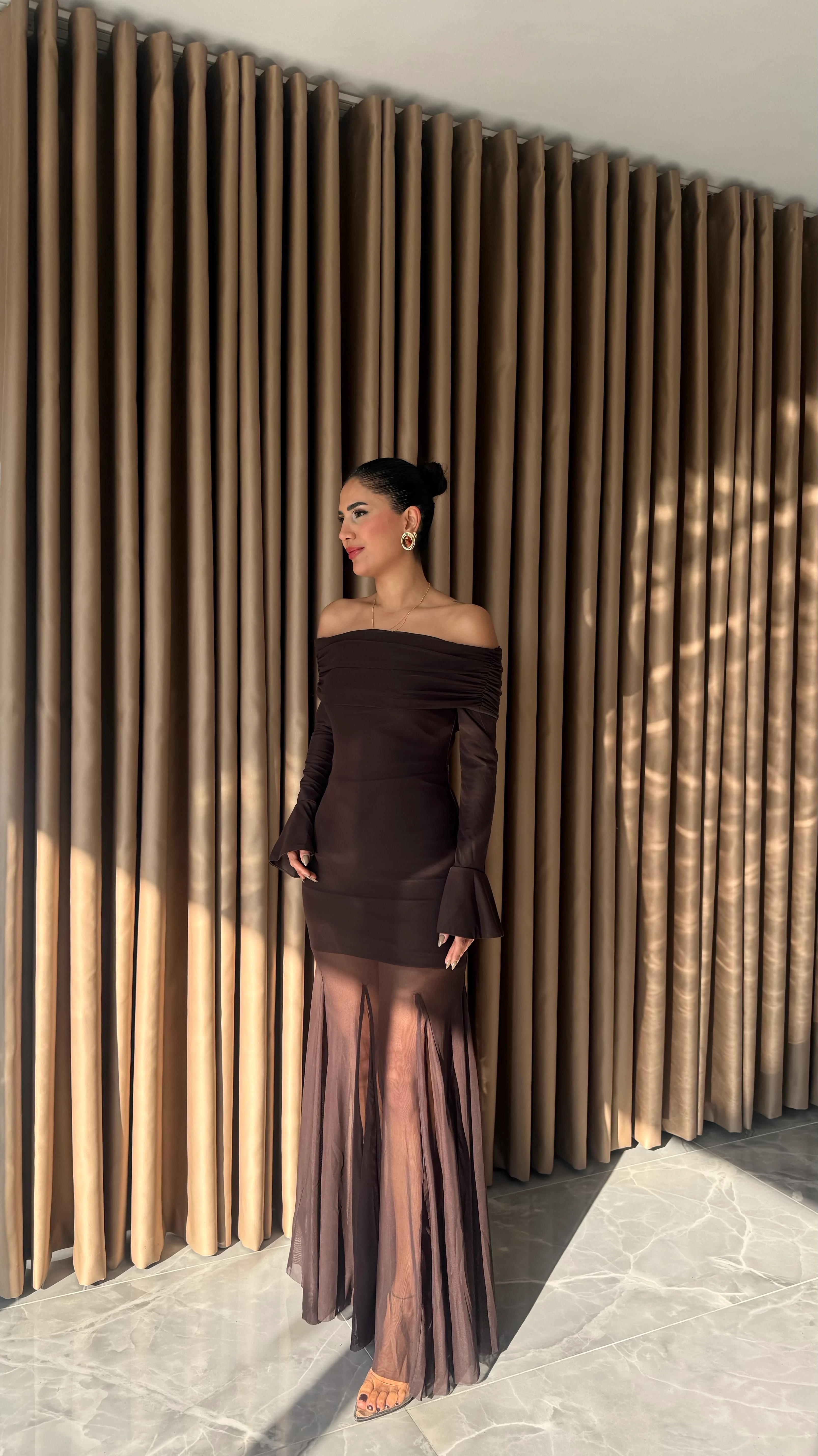 Madonna Yaka Eteği Tül Elbise