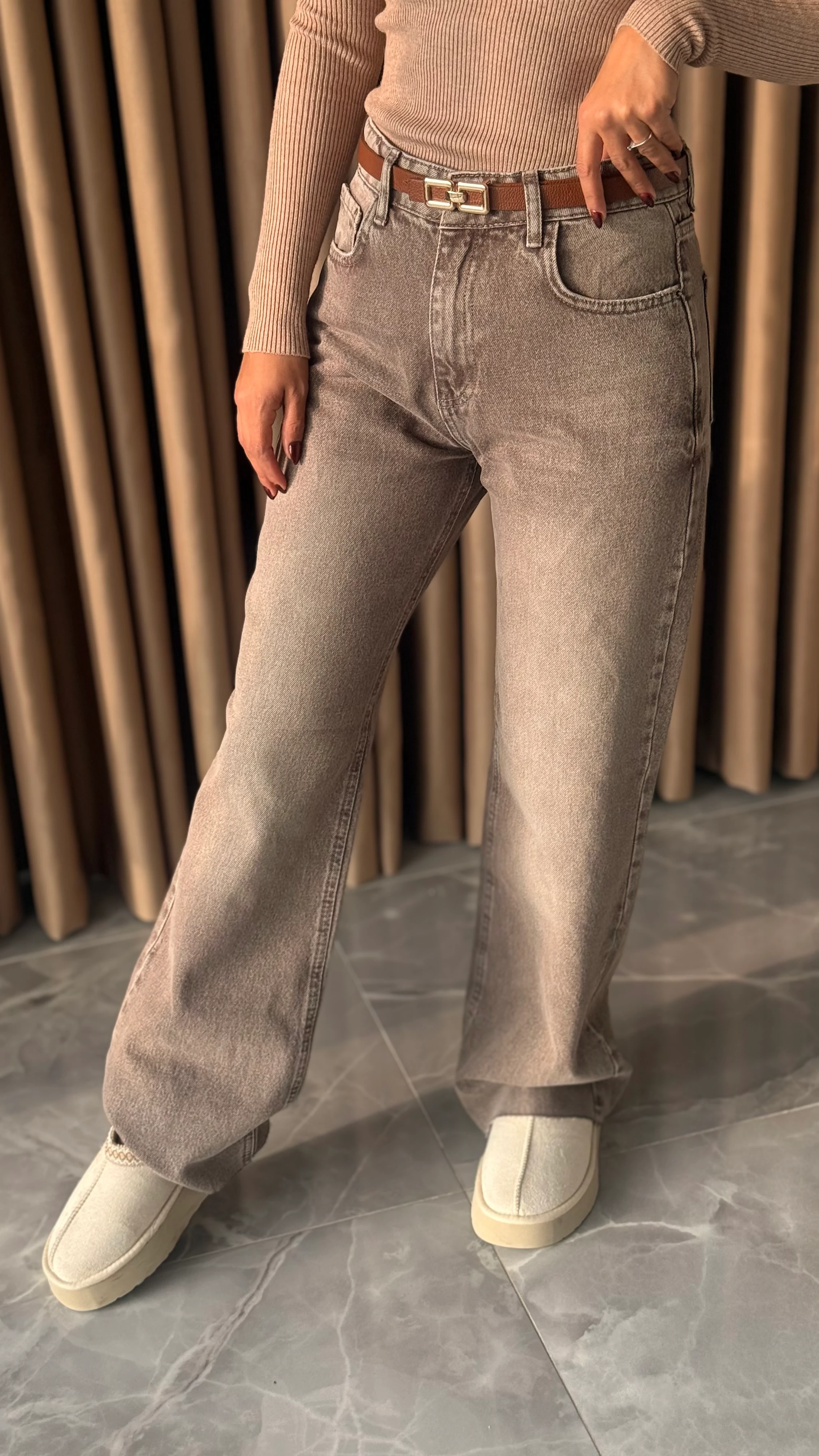 Kahve Yıkalamalı Jean 055