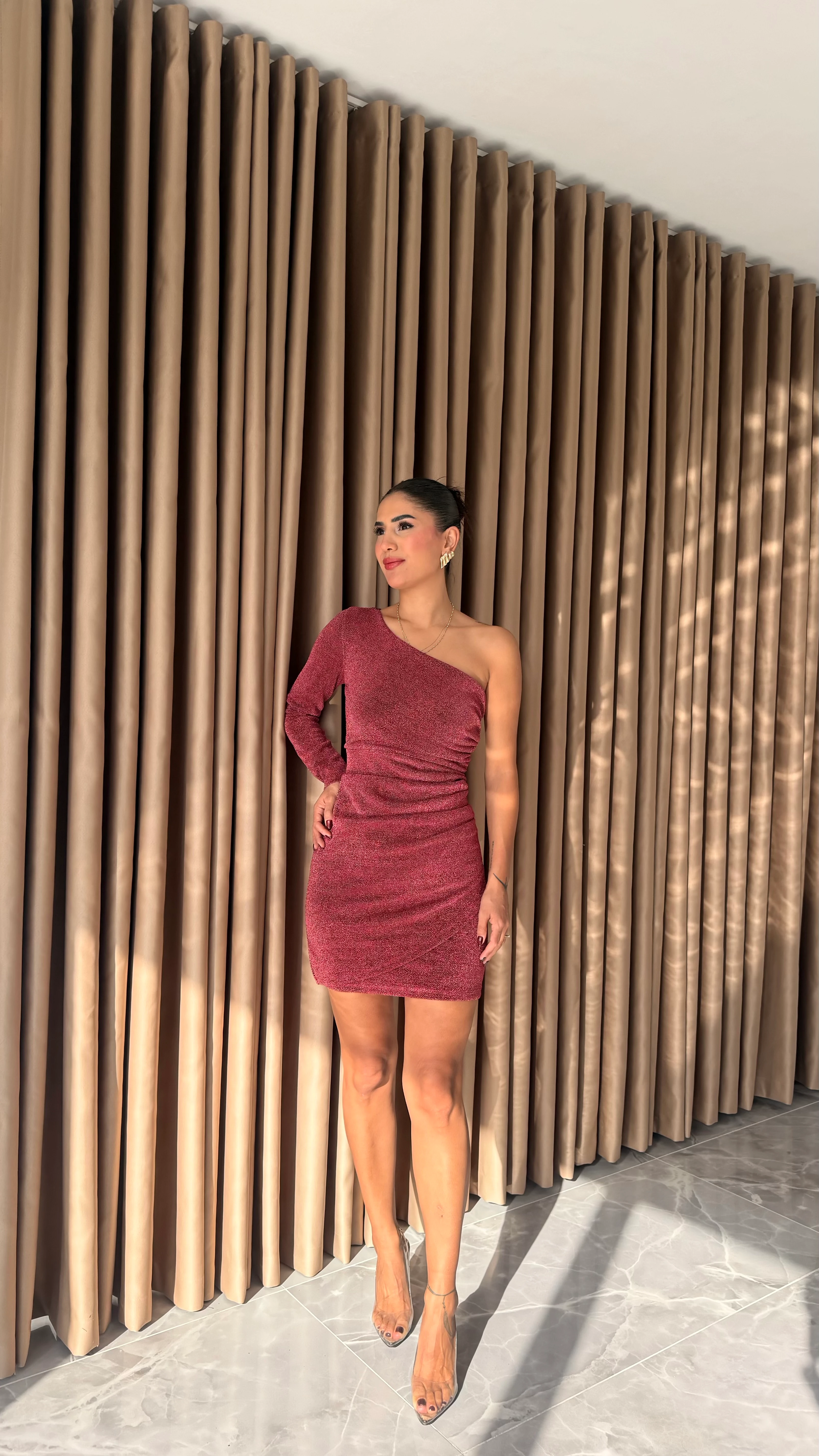 Tek Omuz Drapeli Elbise (ÖN SİPARİŞTİR. 1 ARALIK ÇIKIŞ TARİHİ.)