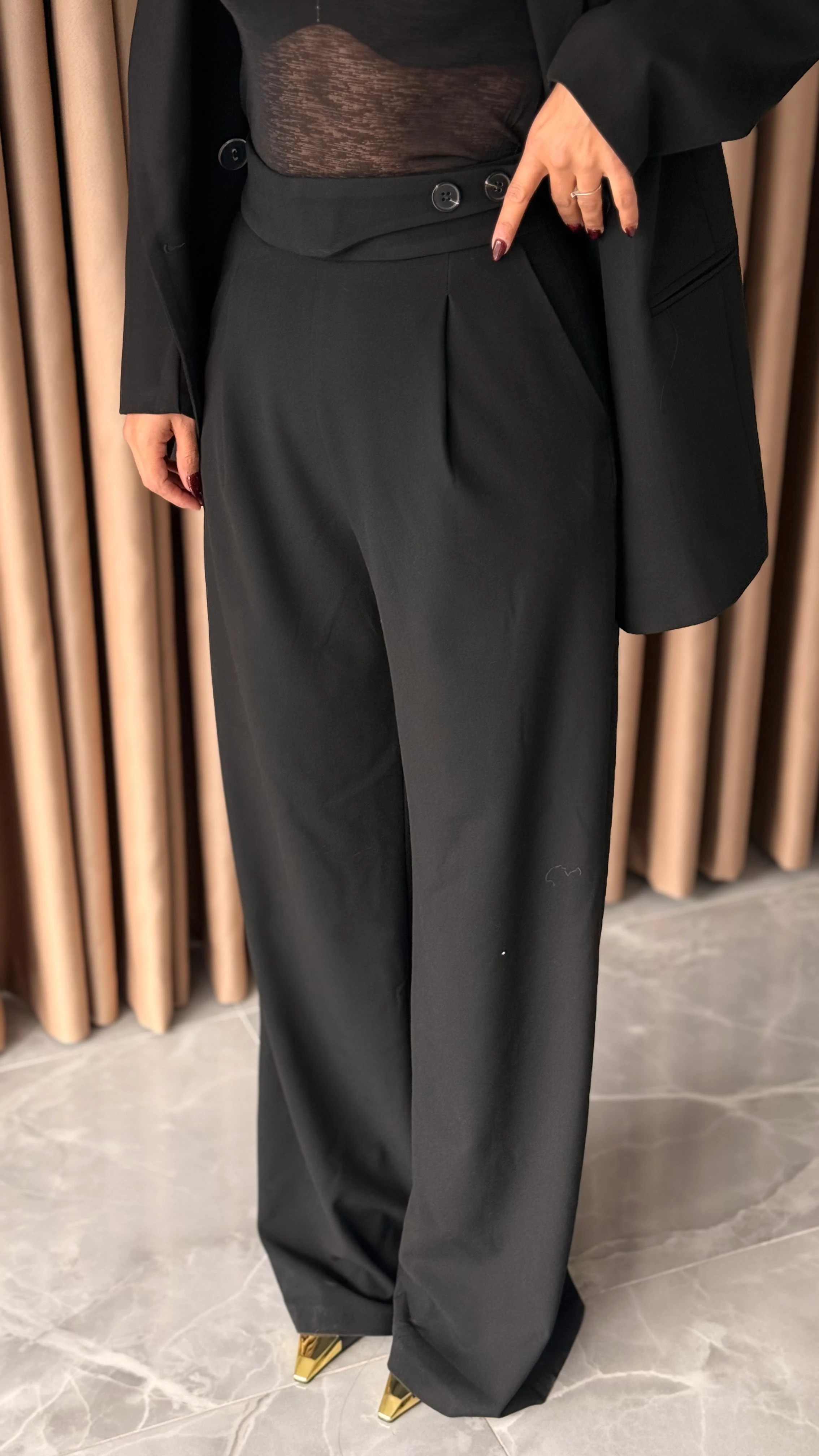 Klasik Düğmeli Blazer Ceket Pantolon Takım