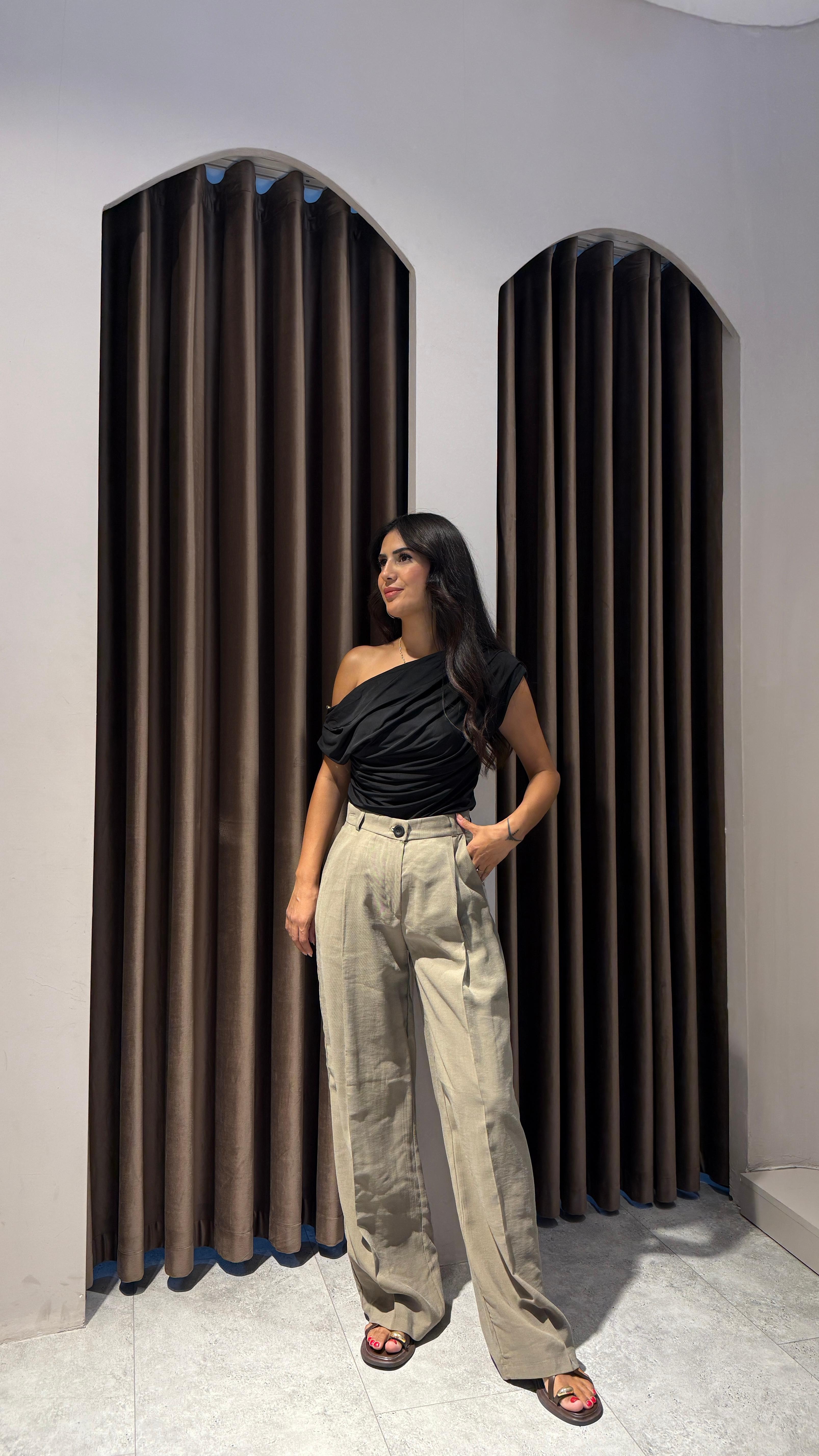 Açık Yeşil Keten Pantolon