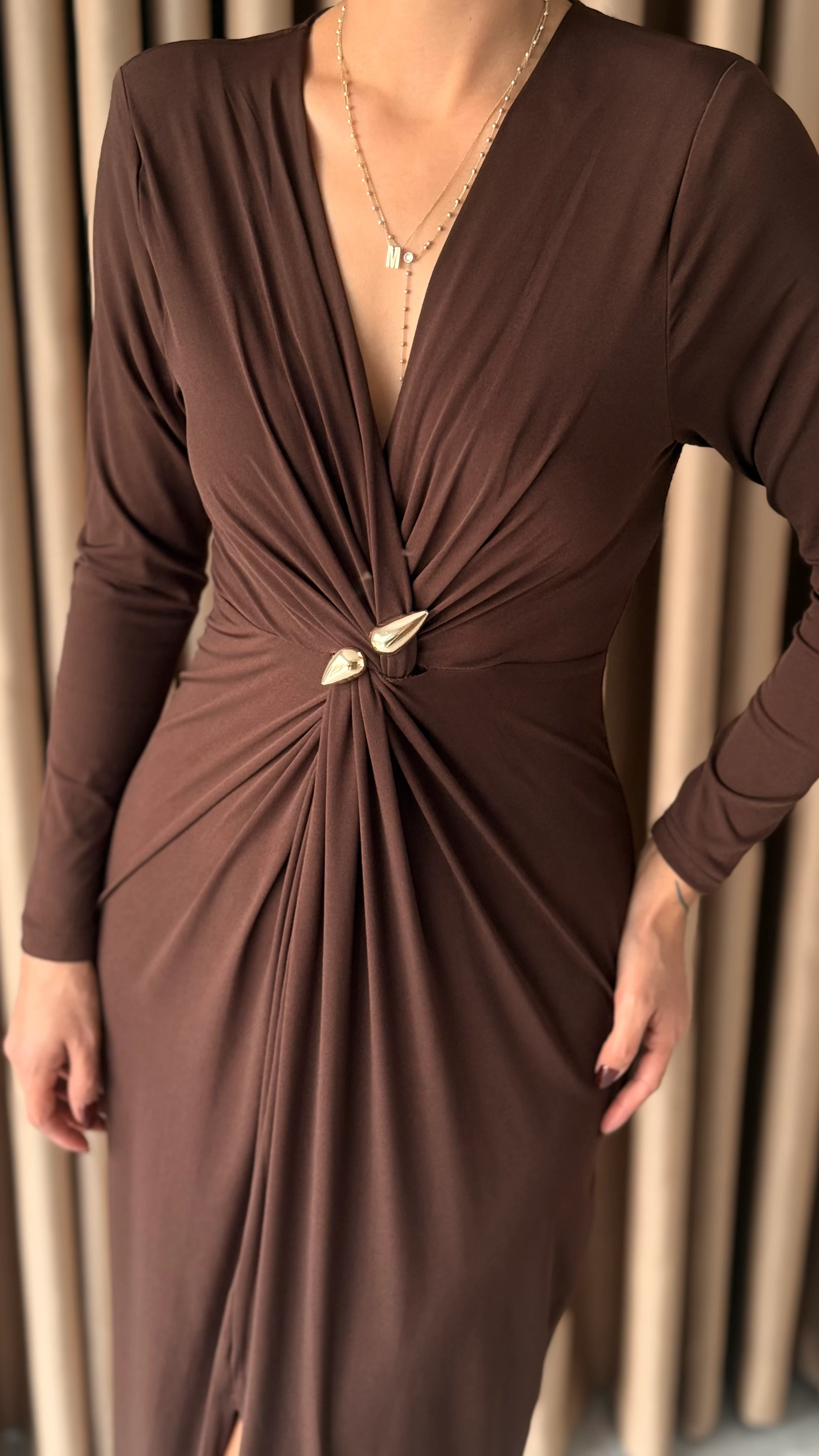 Vatkalı Füze Tokalı Elbise