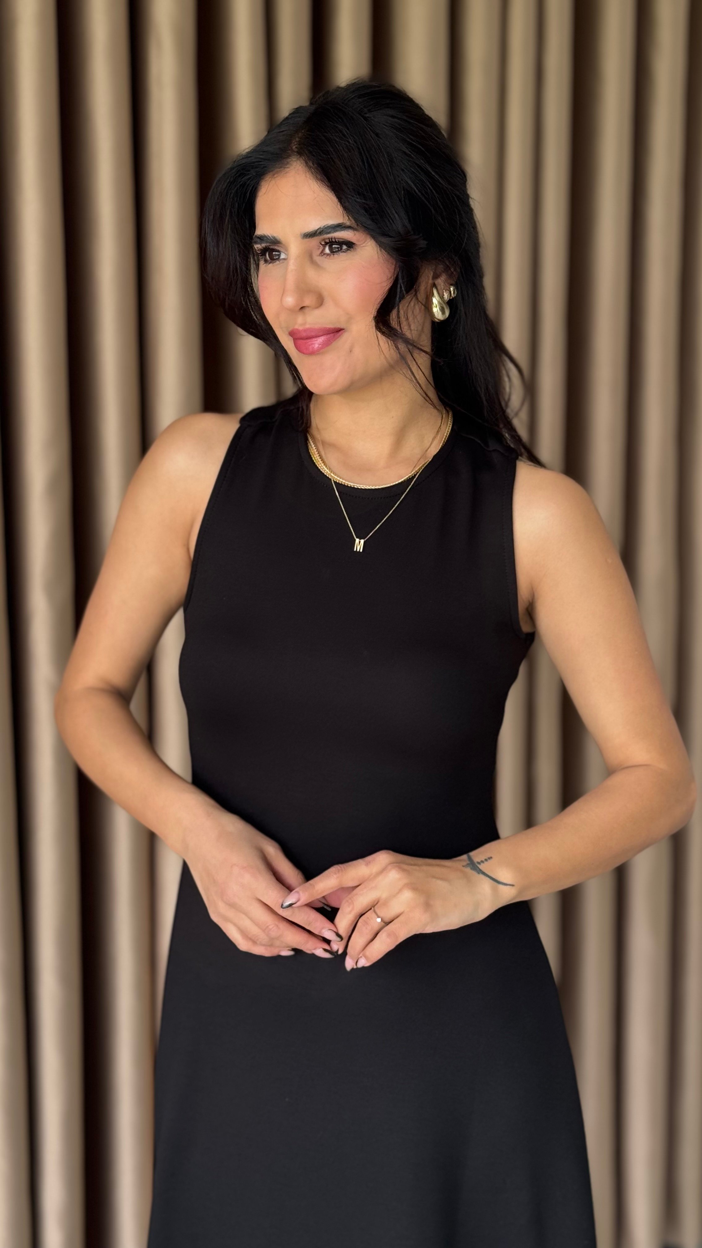 SIRTI ÇAPRAZ MİDİ ÇAN SİYAH ELBİSE