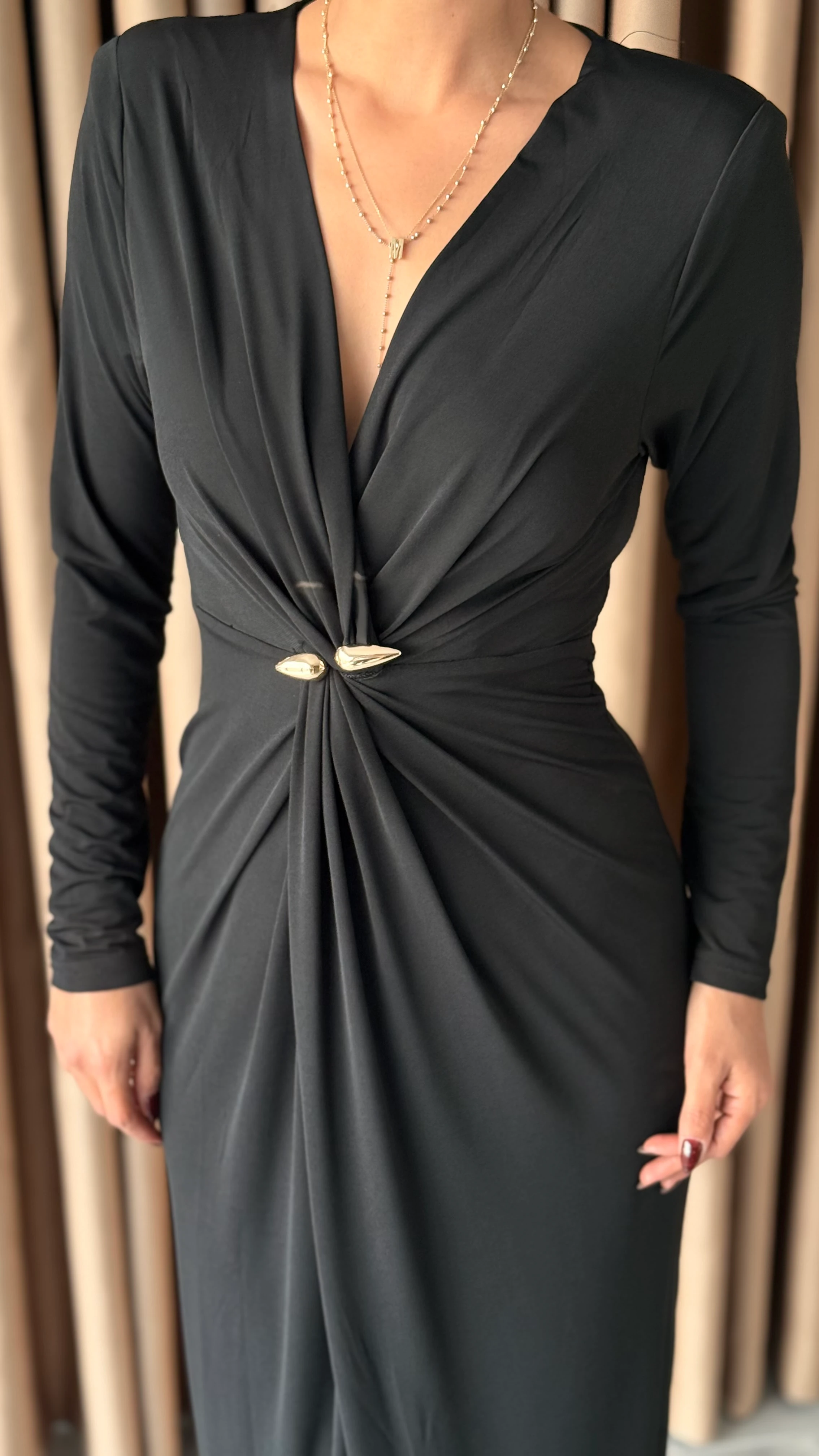 Vatkalı Füze Tokalı Elbise