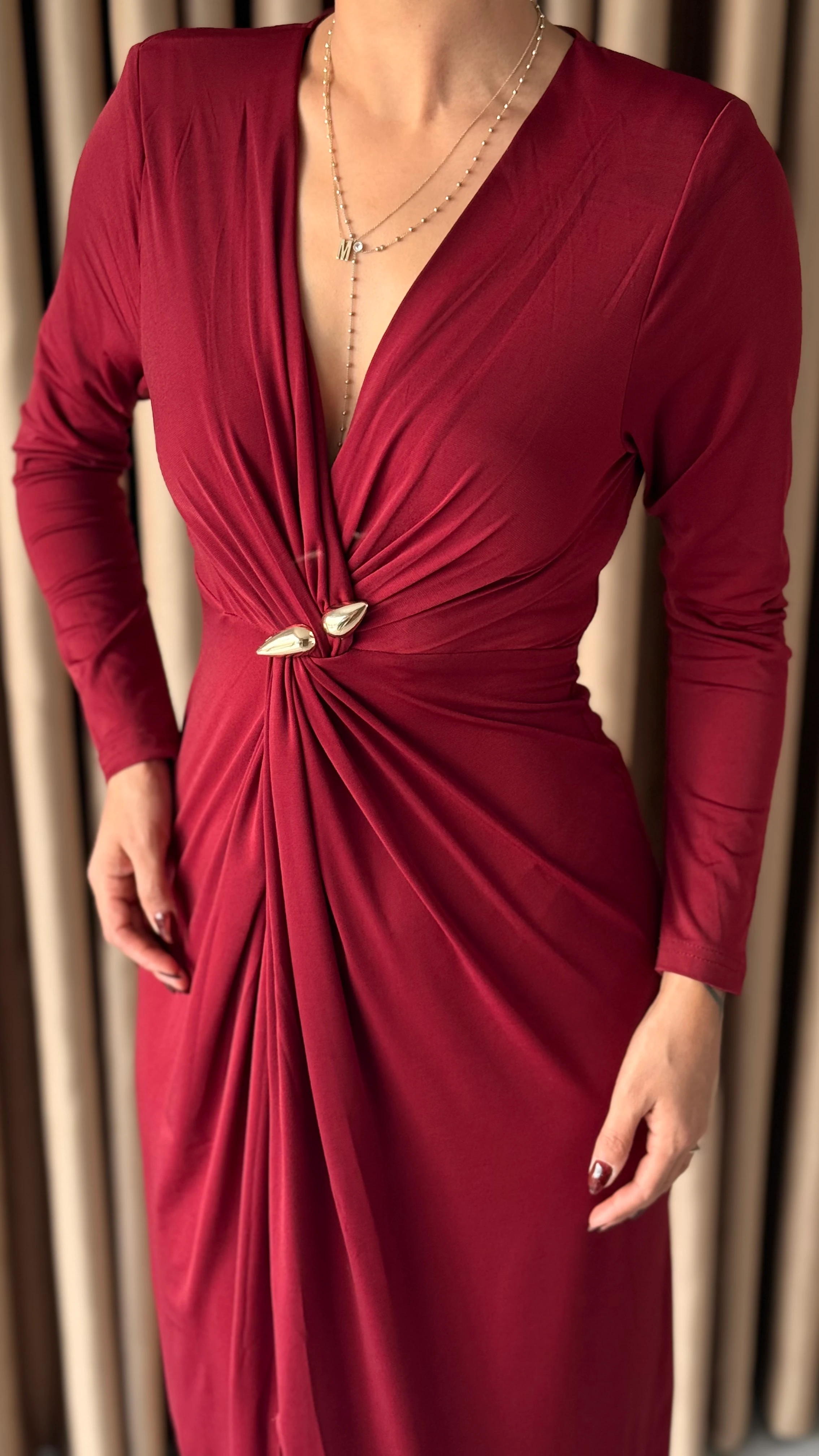 Vatkalı Füze Tokalı Elbise