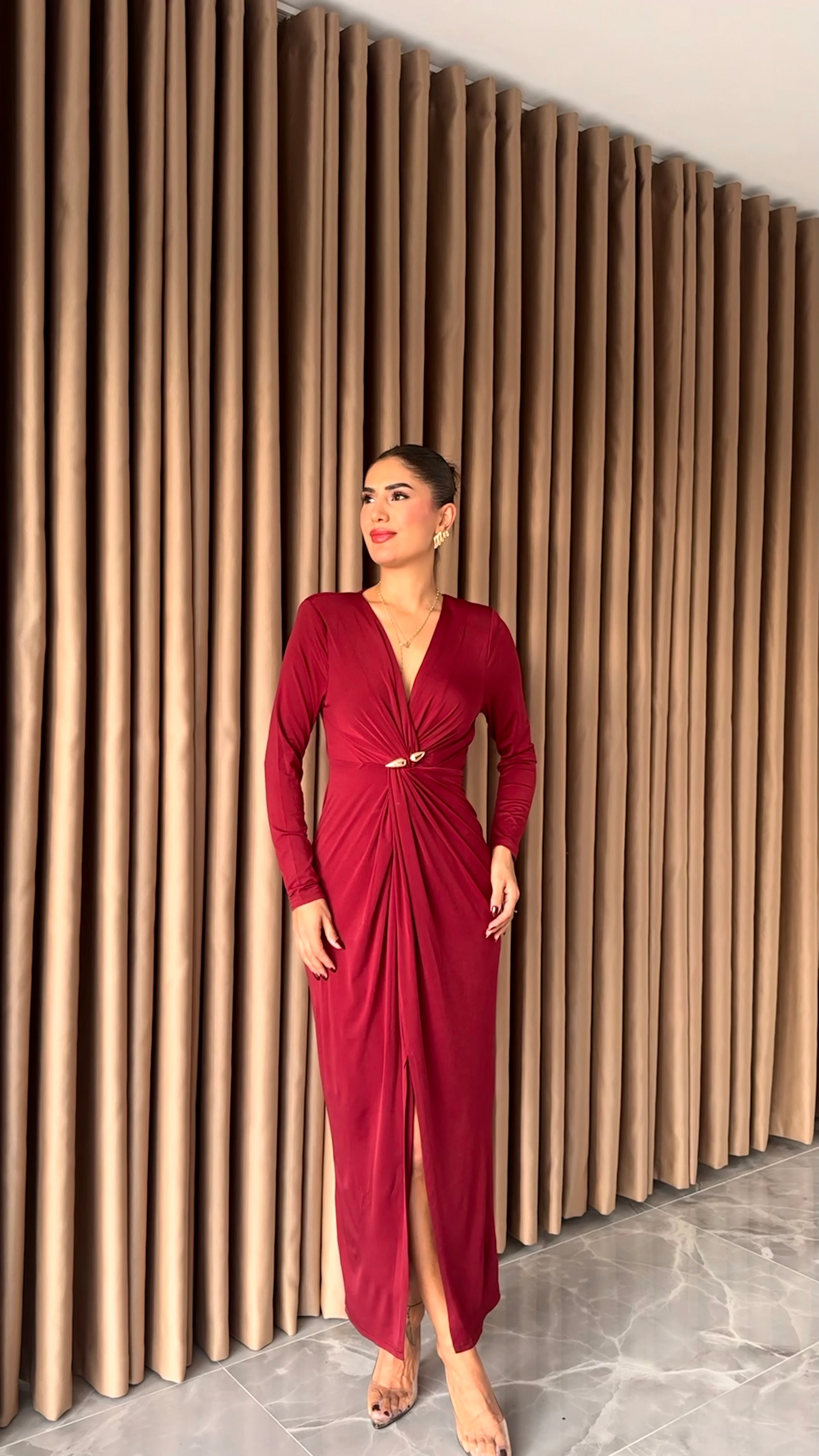 Vatkalı Füze Tokalı Elbise