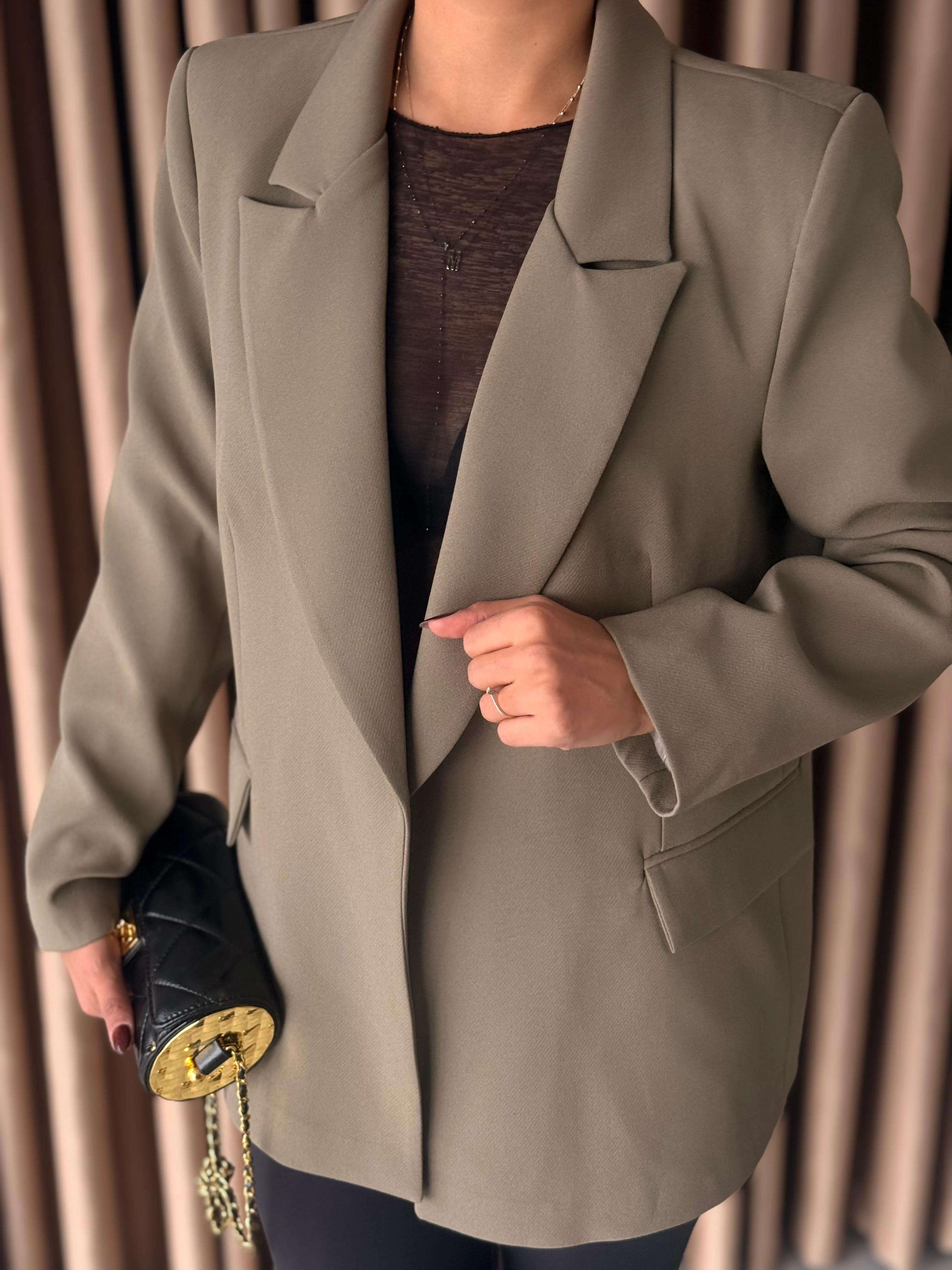 Astarı Çizgili Açık Yeşil Blazer Ceket