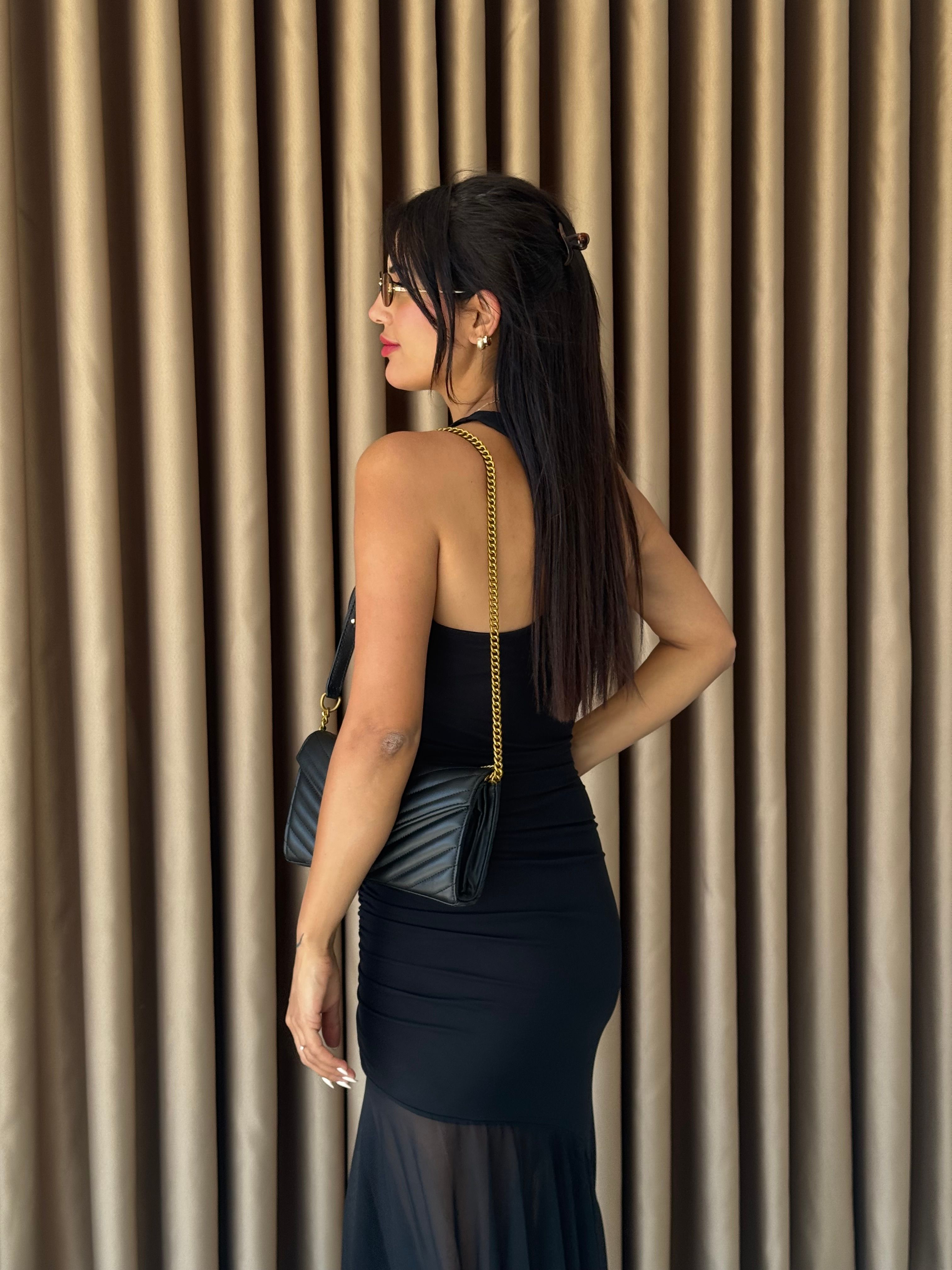 SİYAH HALTER TÜL ELBİSE