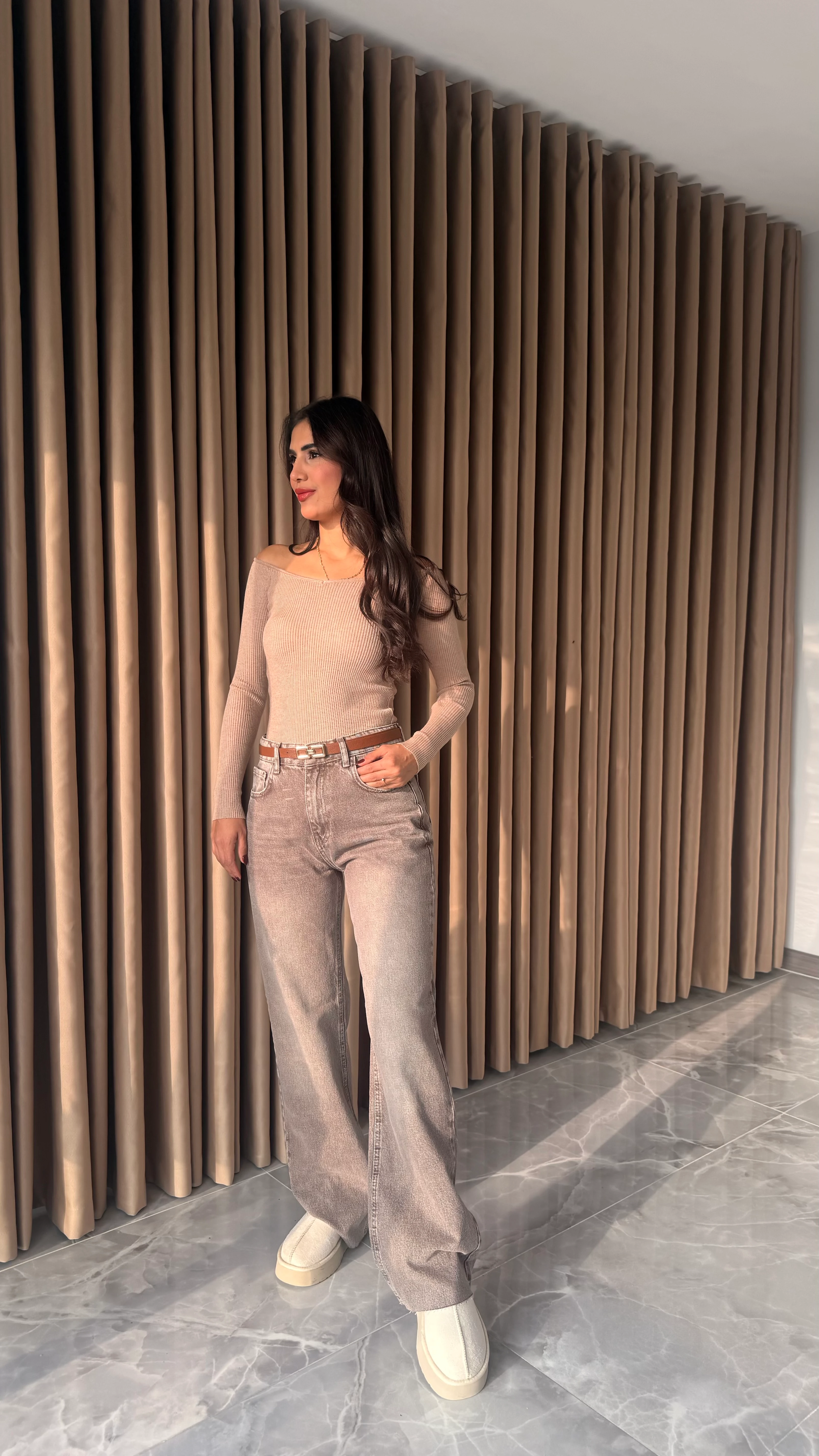 Kahve Yıkalamalı Jean 055