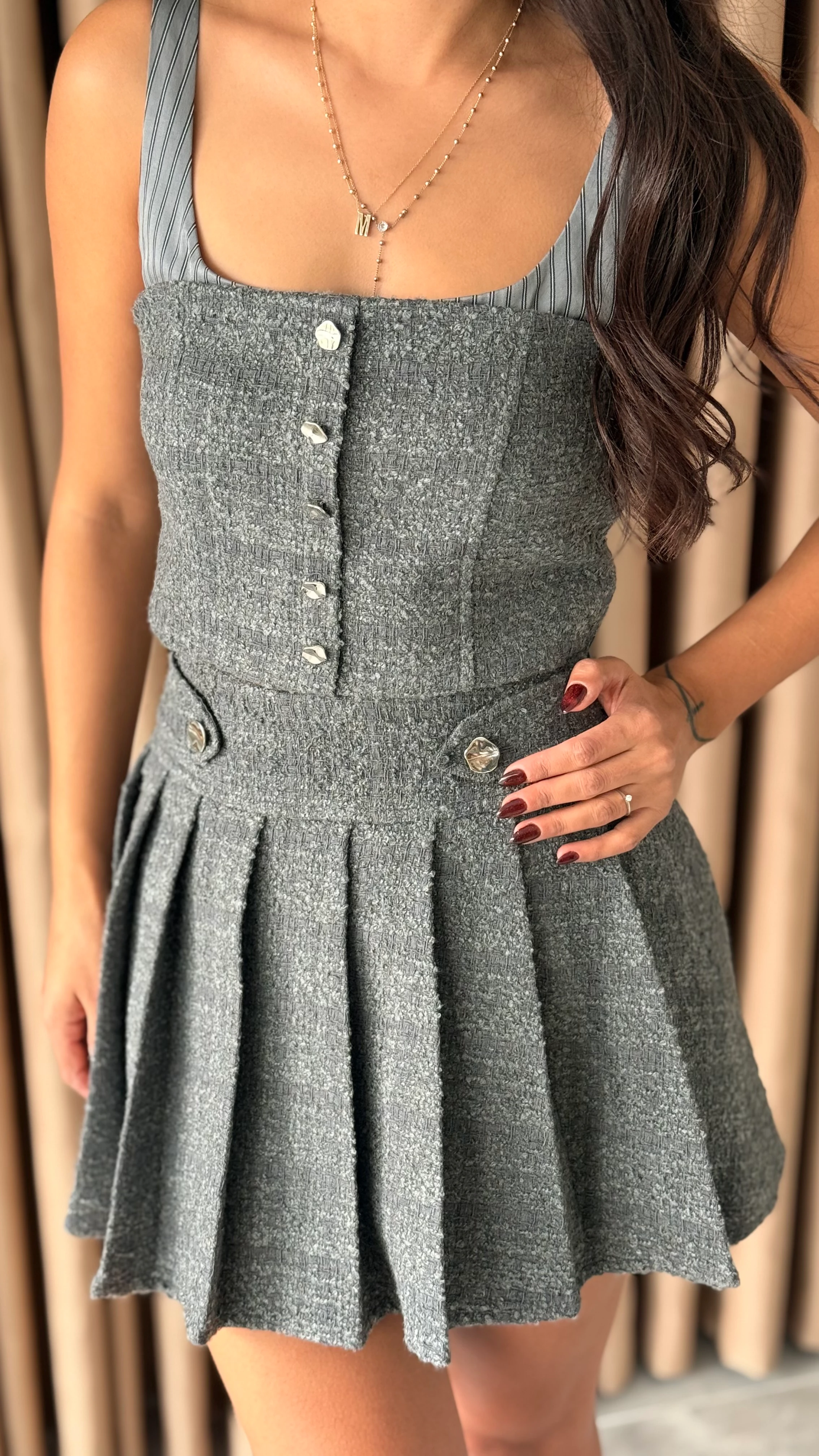 Antrasit Tüvit Etek Büstiyer Takım