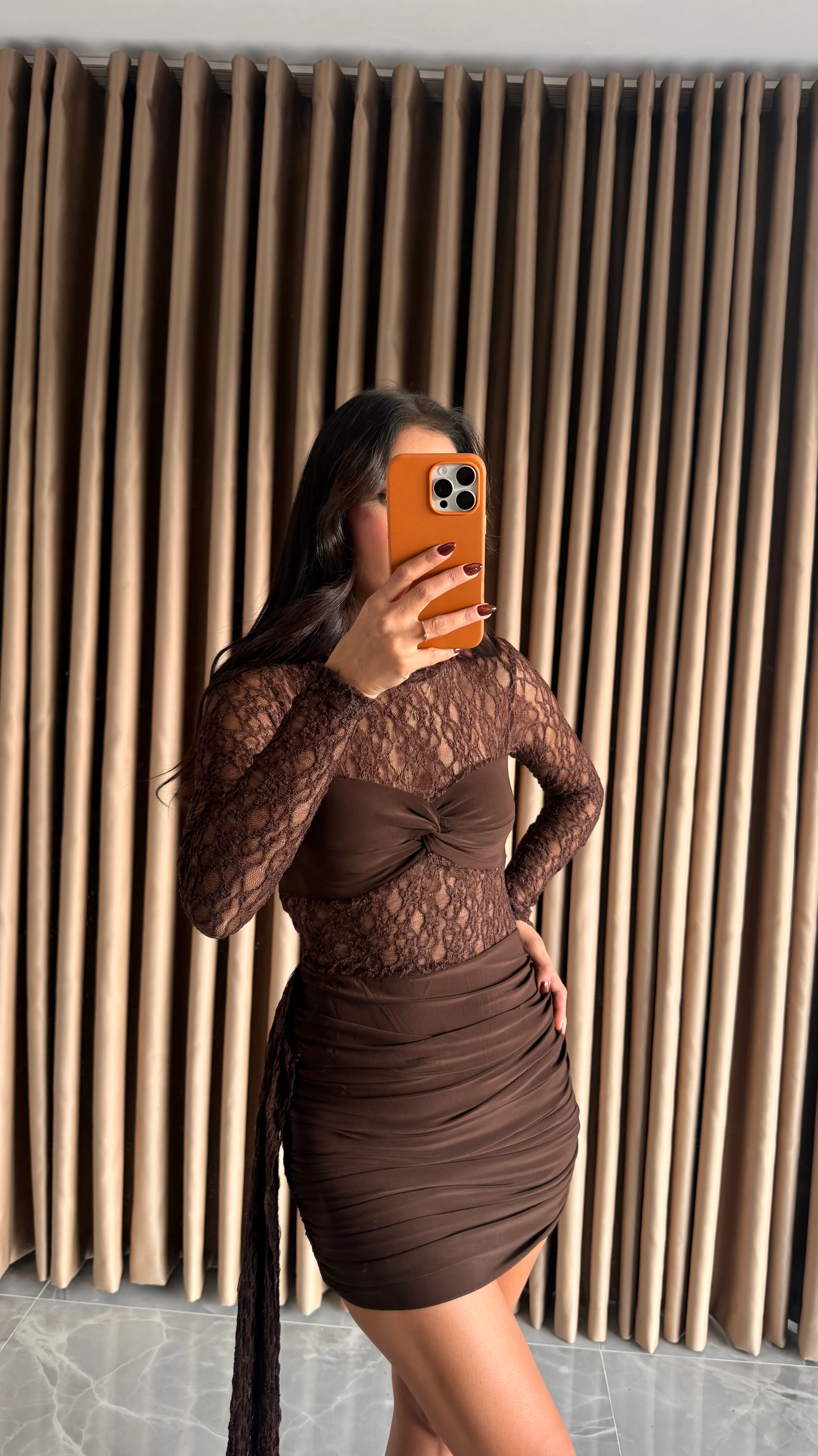 Dantel Detay Mini Elbise