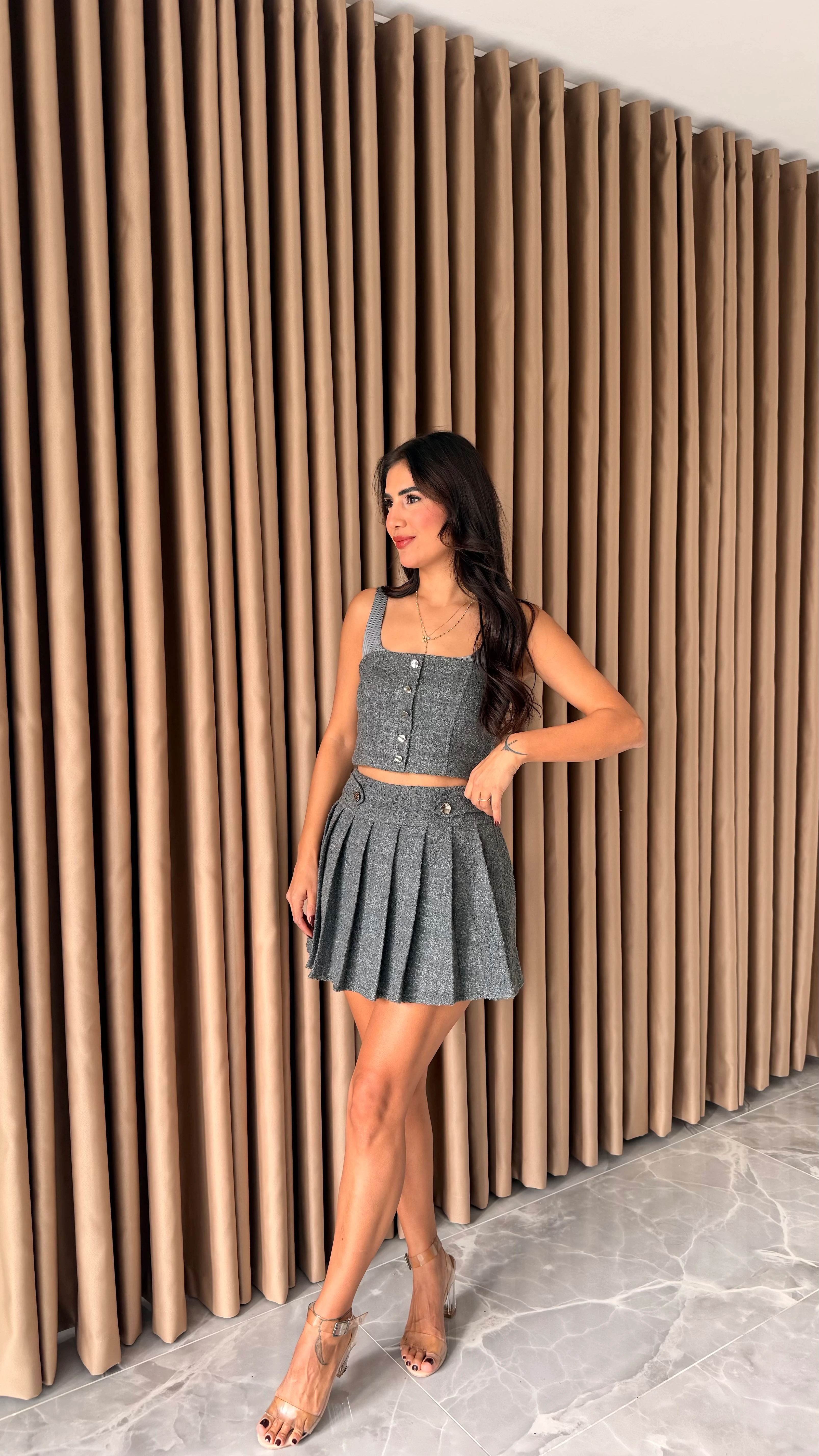 Antrasit Tüvit Etek Büstiyer Takım