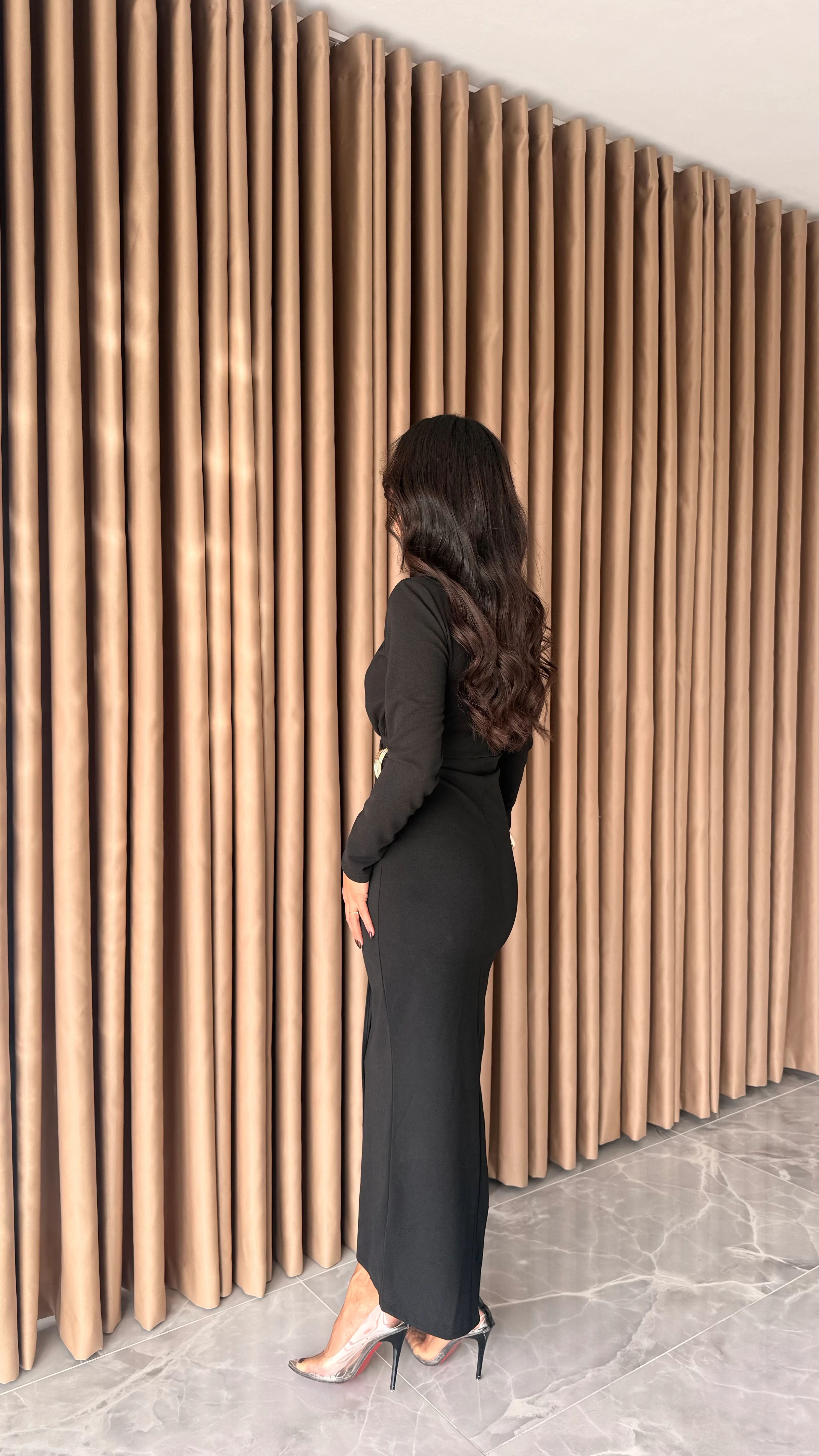 Örme Krep Yandan Tokalı Elbise