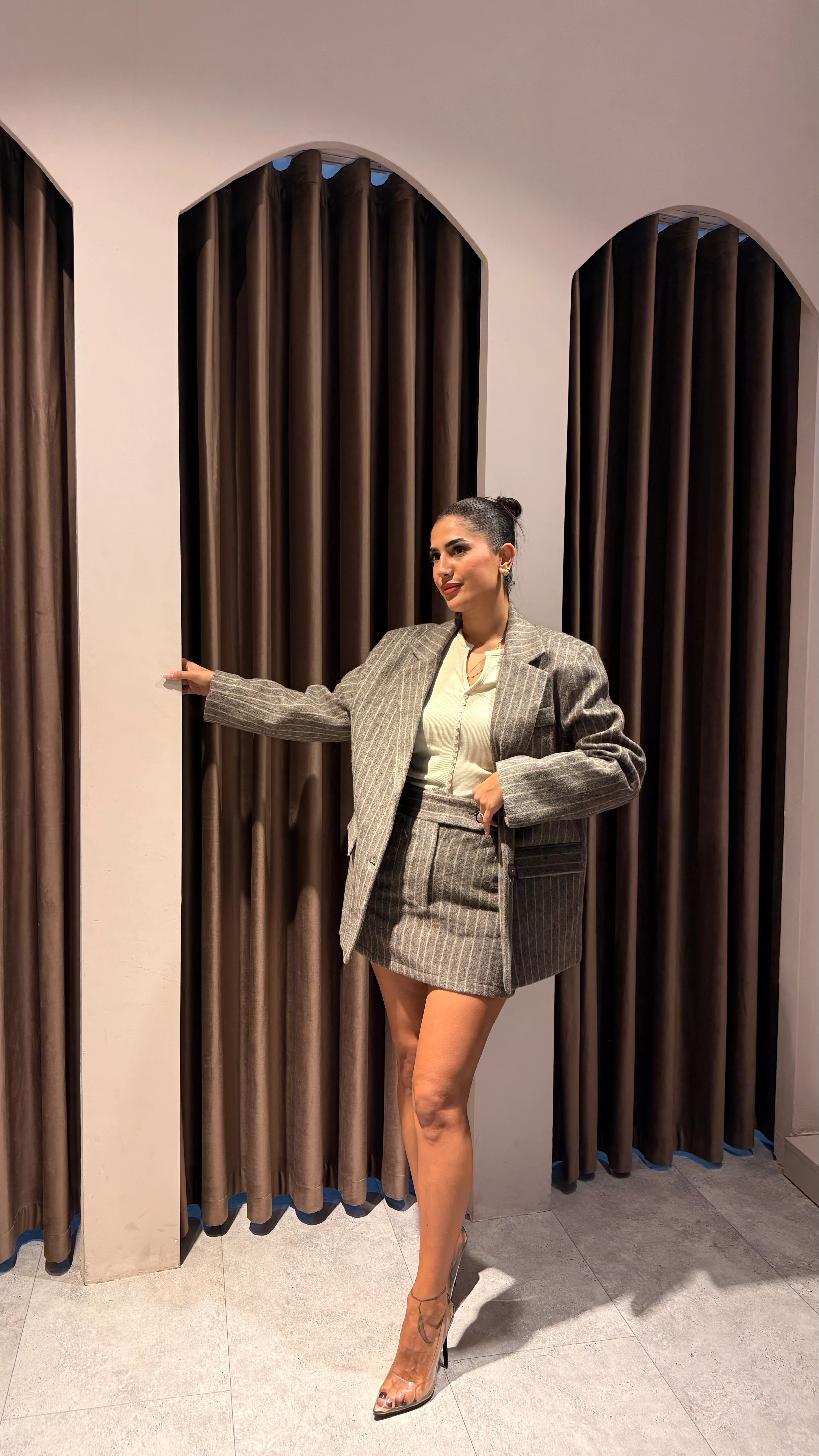 Vizon Çizgili Ceketli Takım