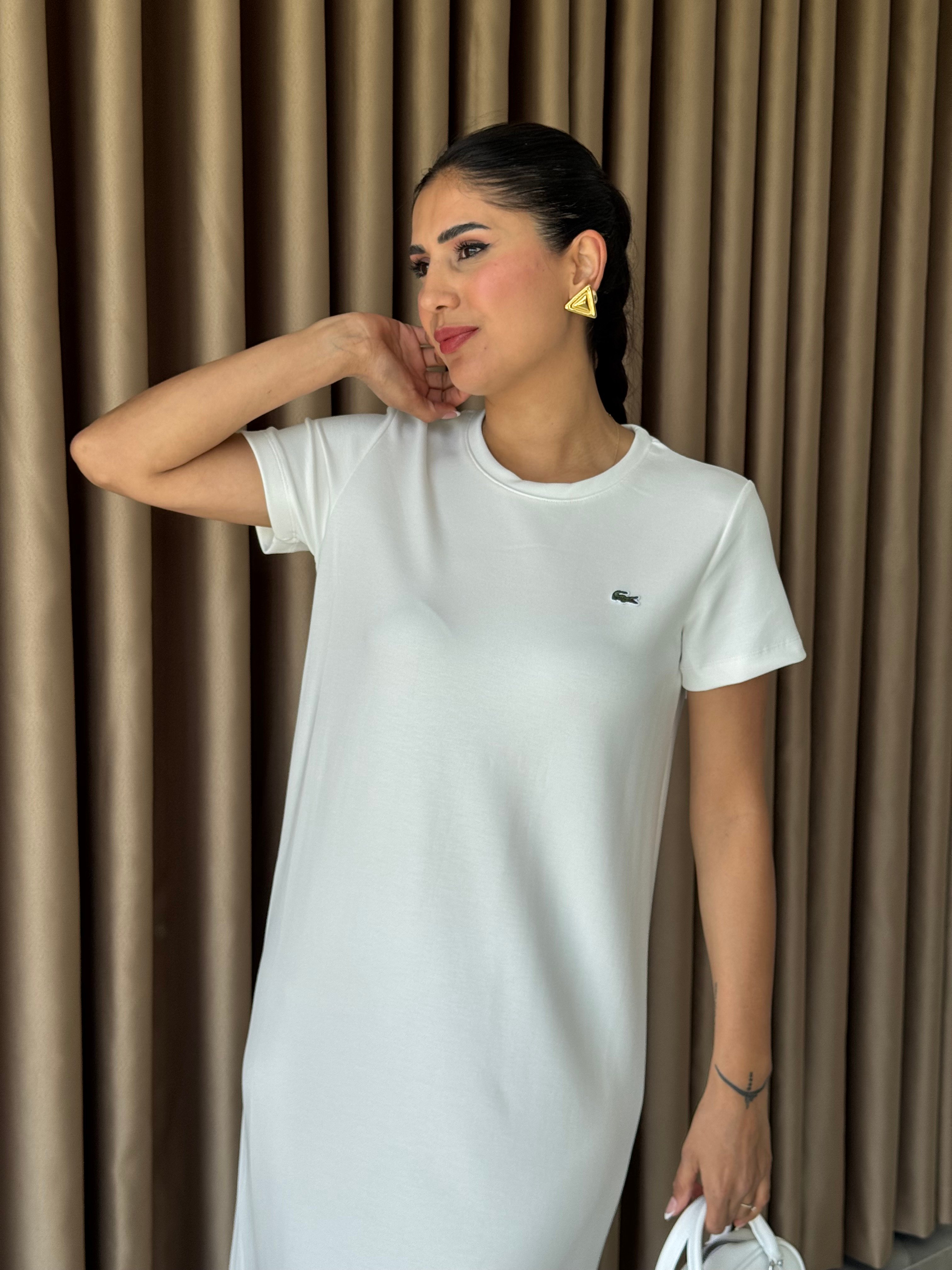 MARKA MODEL KISA KOL MODAL BEYAZ ELBİSE