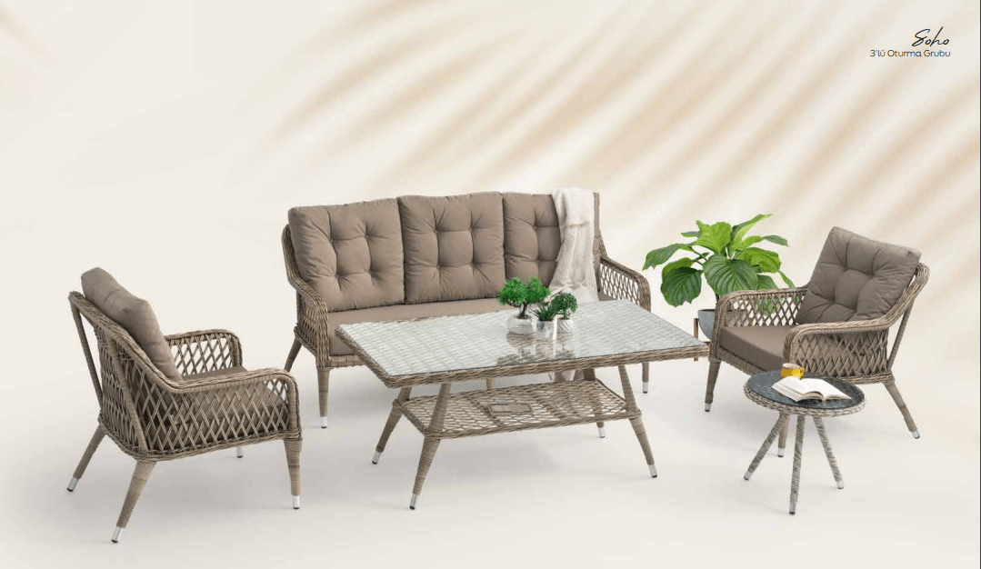 Soho 3'lü Rattan Oturma Grubu