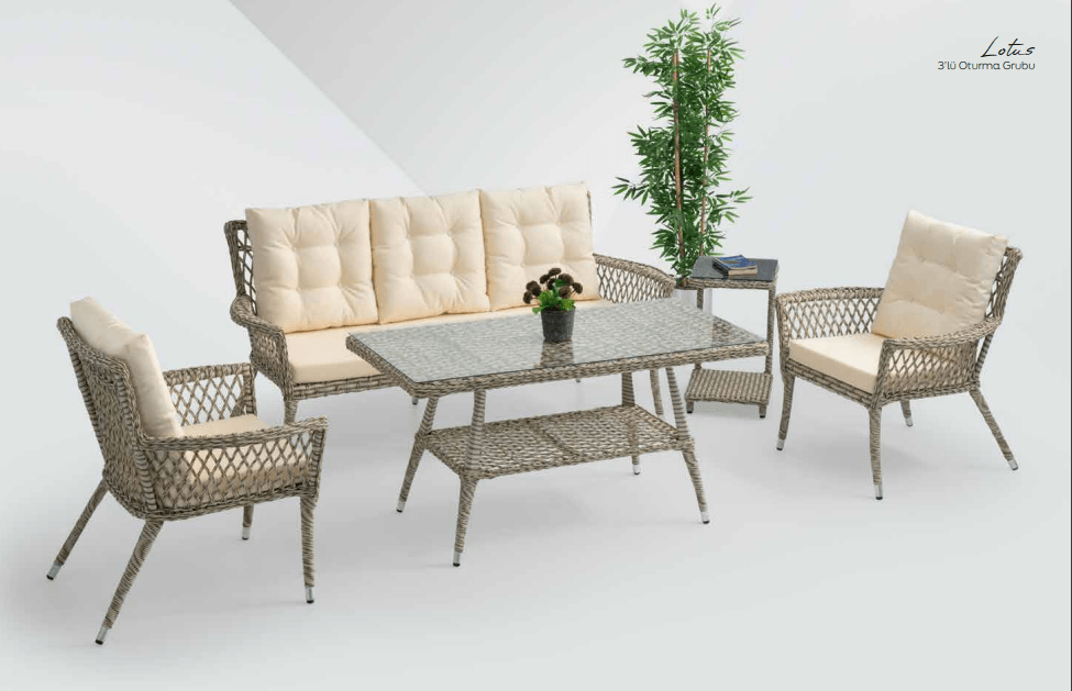 Lotus Rattan 3'lü Oturma Grubu