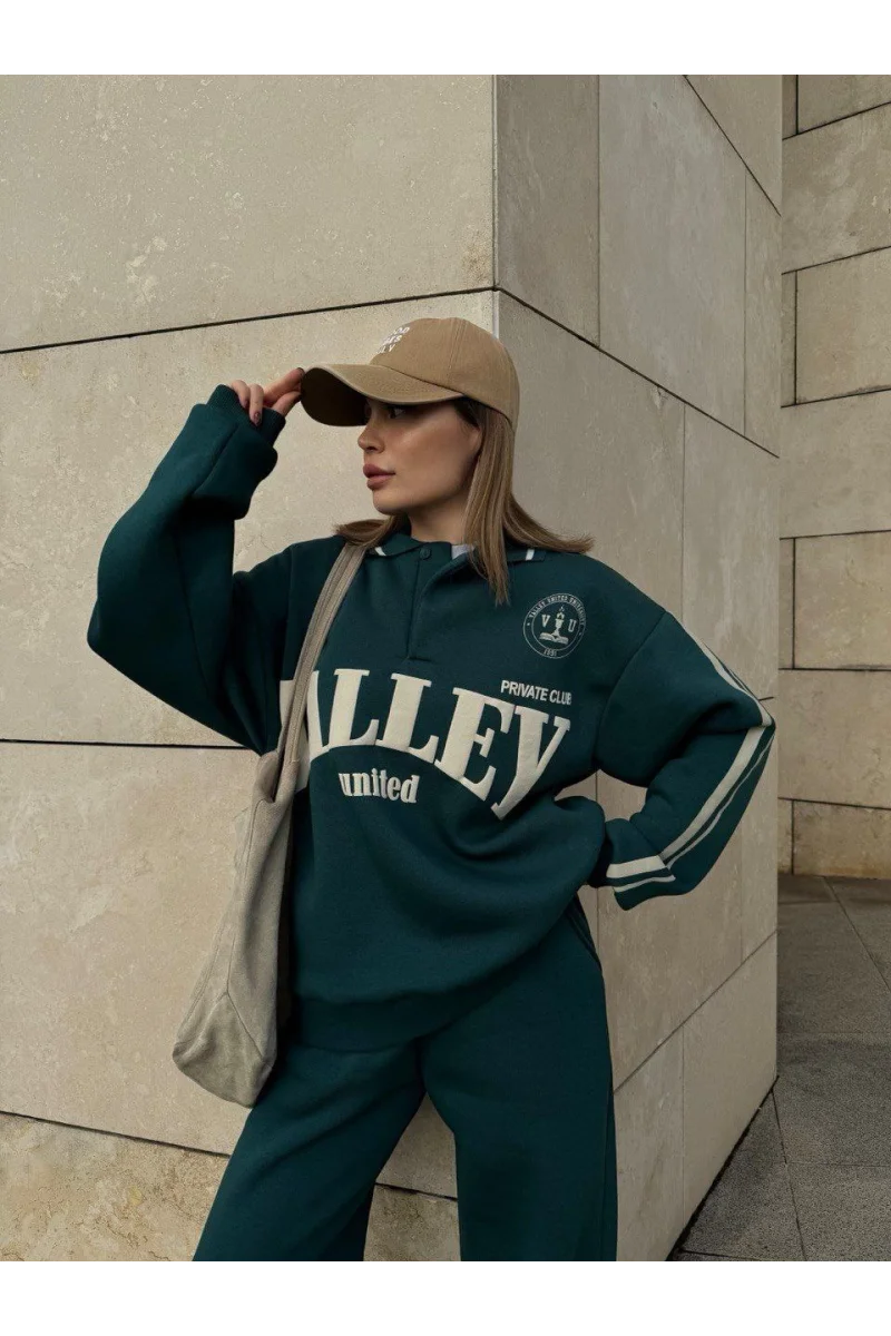 Üç İplik Yakalı Sweat Baggy Pantalonlu Takım 