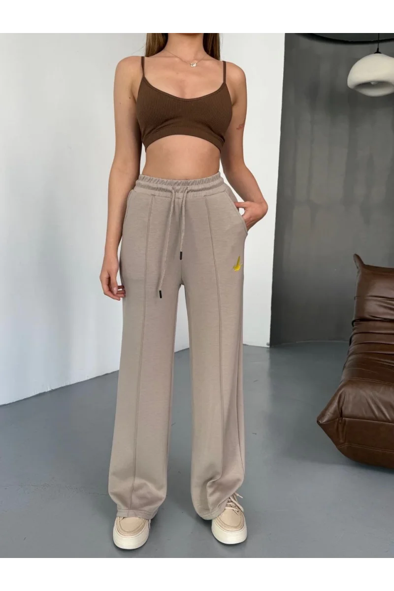 Osy Modal Yumuşak Dokulu Kumaş Nakış işlemeli Rahat Bol Paça Eşofman Pantalon
