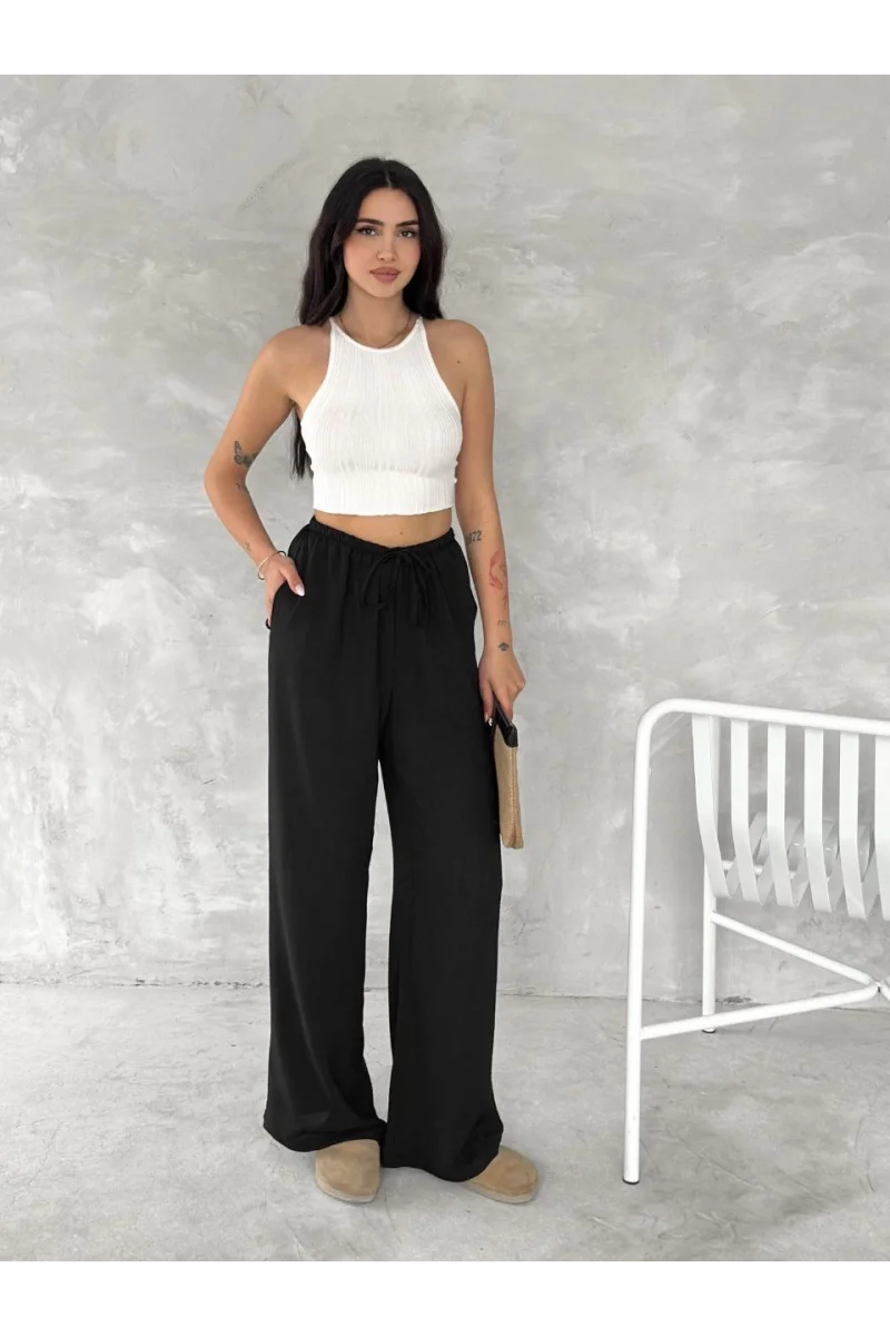 Ayrobin Oversize Kadın Pantalon - Siyah