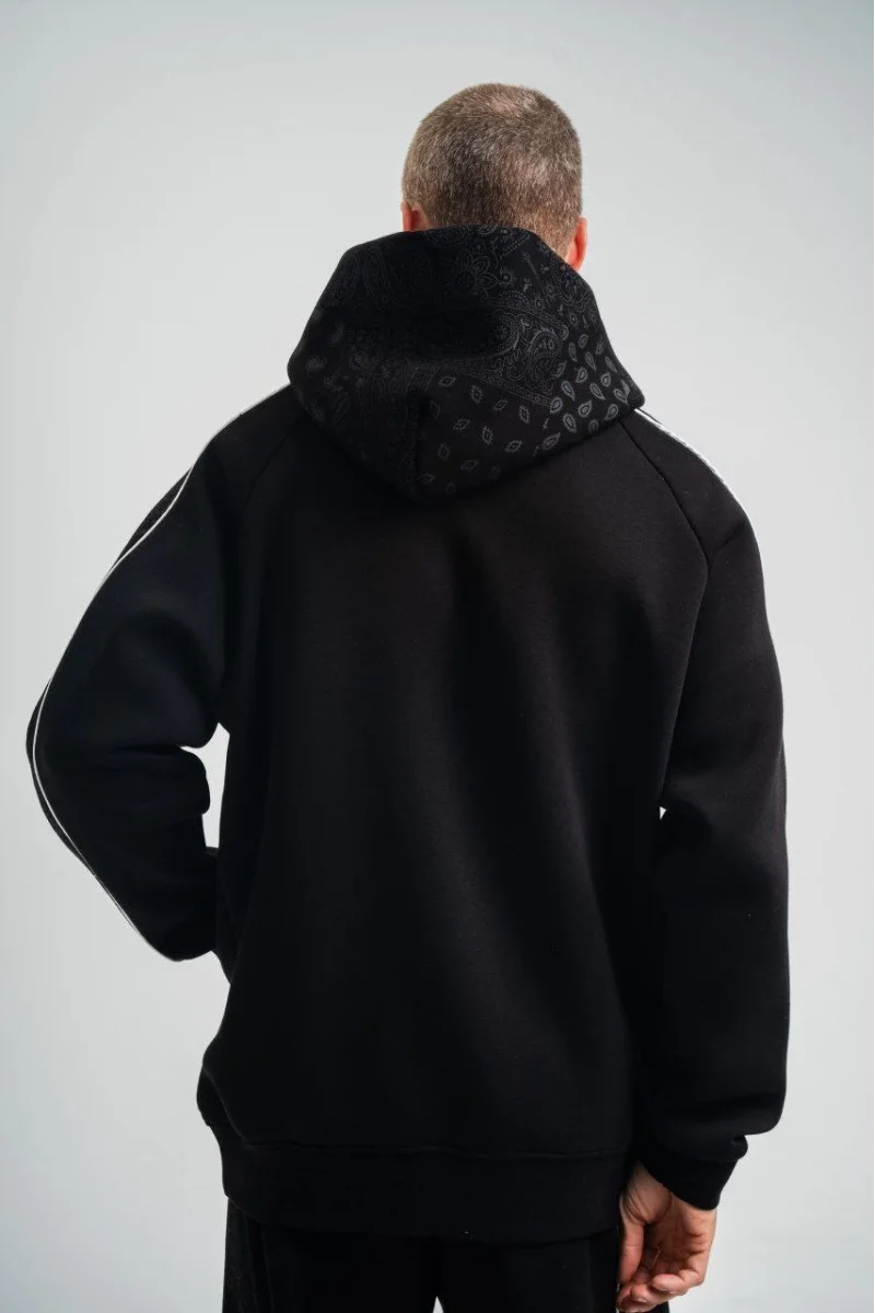 Uzun Kol Kapşonlu Ara Biyeli SweatShirt 