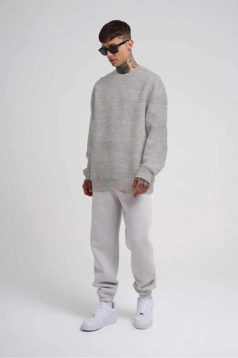 Unisex Biskilet Yaka Üç İplik SweatShirt 