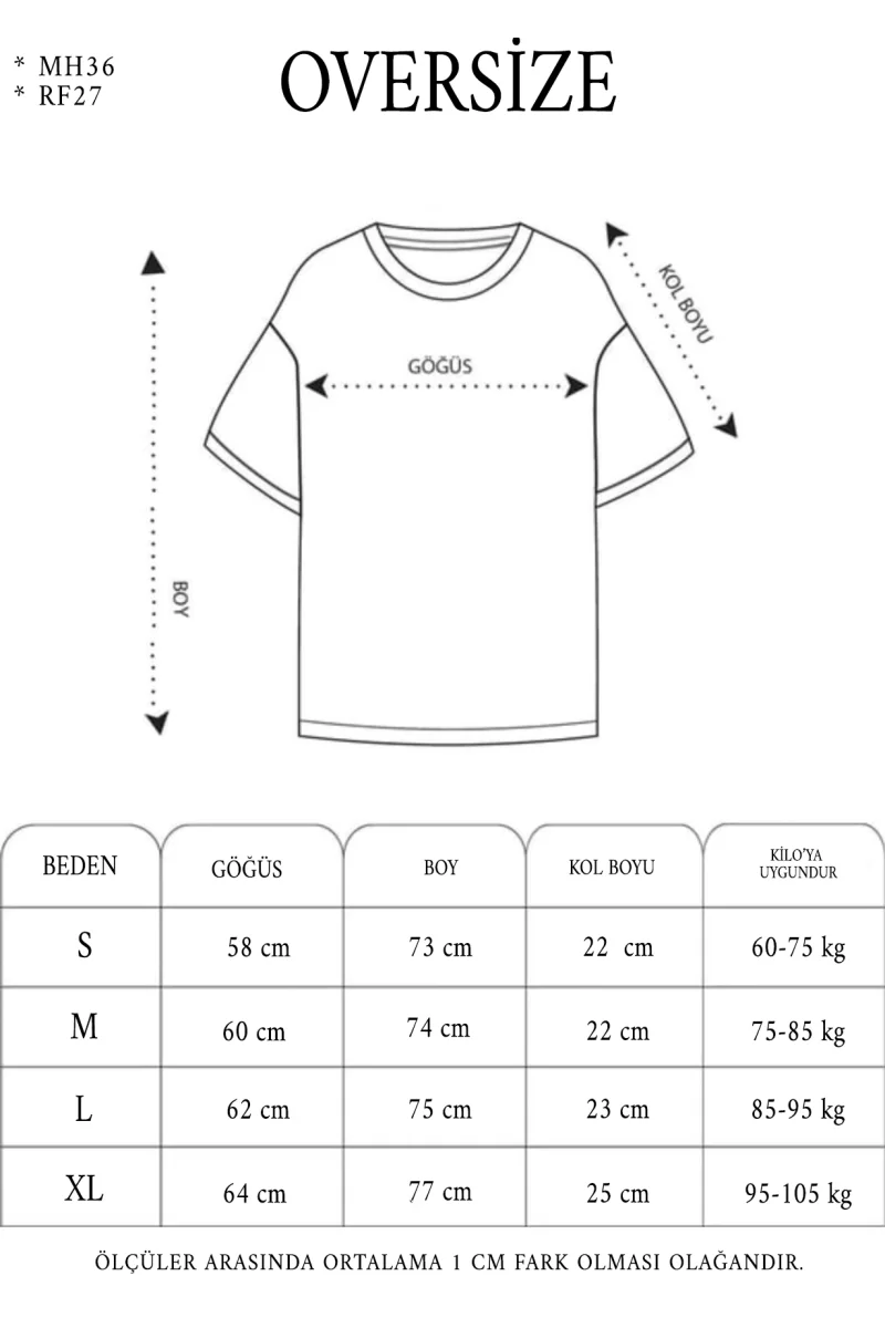 Unisex Oversize Baskılı Bisiklet Yaka T-Shirt 