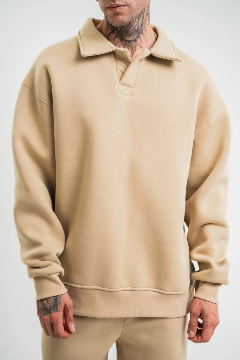 Unisex Double Oversize Patlı Yaka SweatShirt 