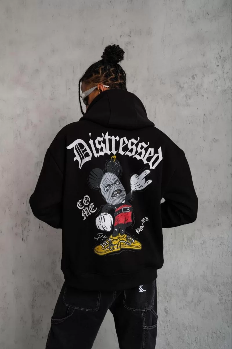 Erkek Üç İplik Baskılı Kapüşonlu Sweat 