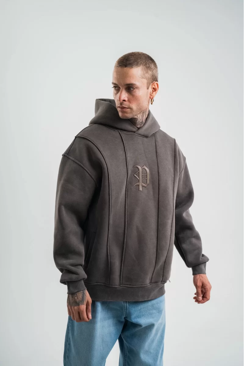 Unisex Uzun Kol Kapşonlu Yıkamalı Nakışlı SweatShirt 