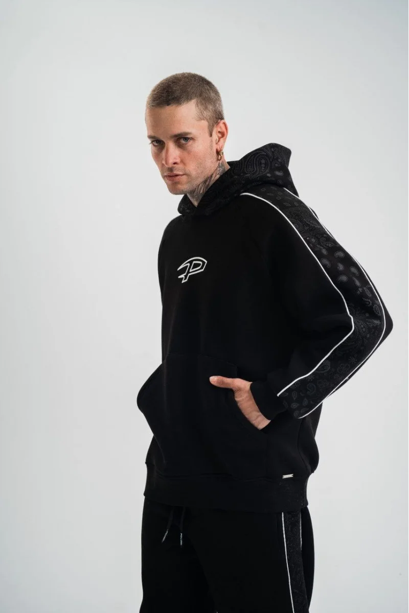 Uzun Kol Kapşonlu Ara Biyeli SweatShirt 