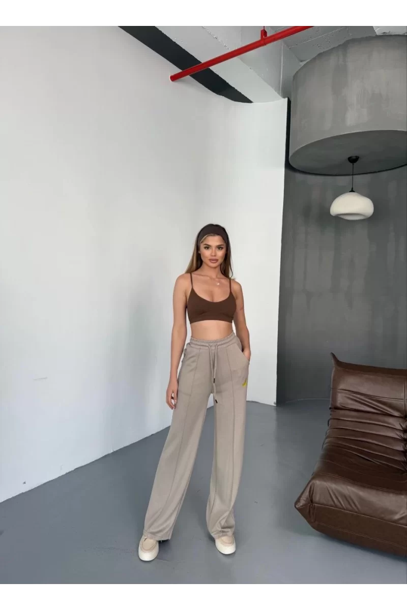 Osy Modal Yumuşak Dokulu Kumaş Nakış işlemeli Rahat Bol Paça Eşofman Pantalon