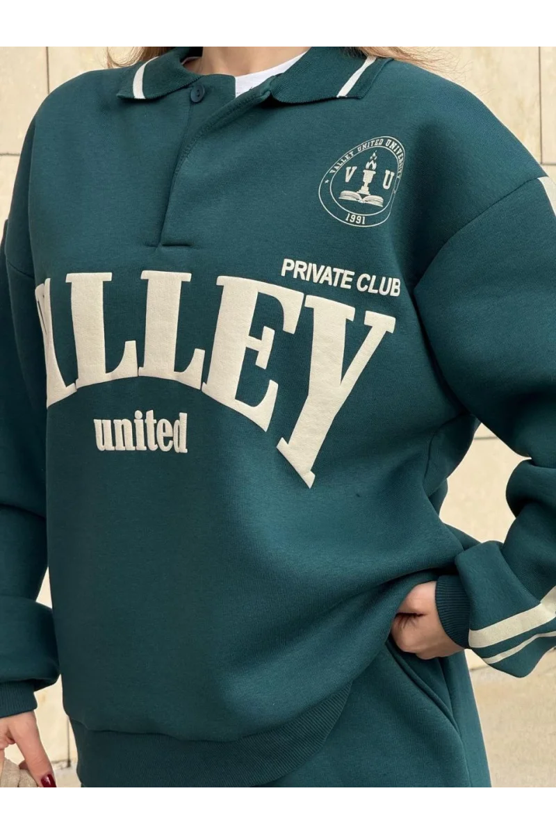 Üç İplik Yakalı Sweat Baggy Pantalonlu Takım 