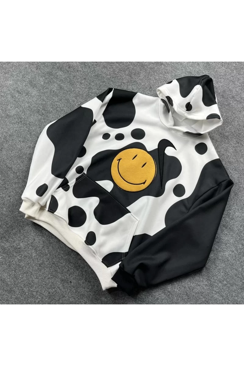 Kadın Smiley Face Kapüşonlu Sweatshirt