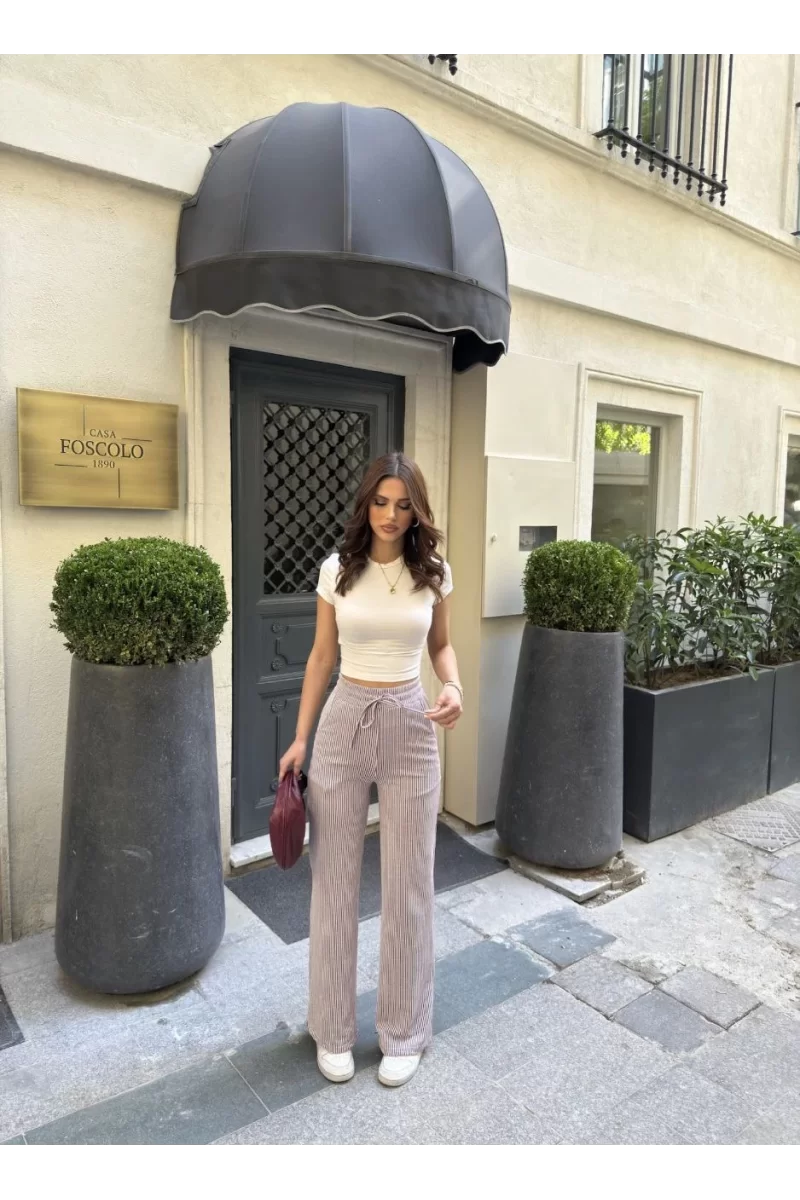 Su Yolu Çizgili kolay Kombinle Ne Bilir Cepli Pantolon