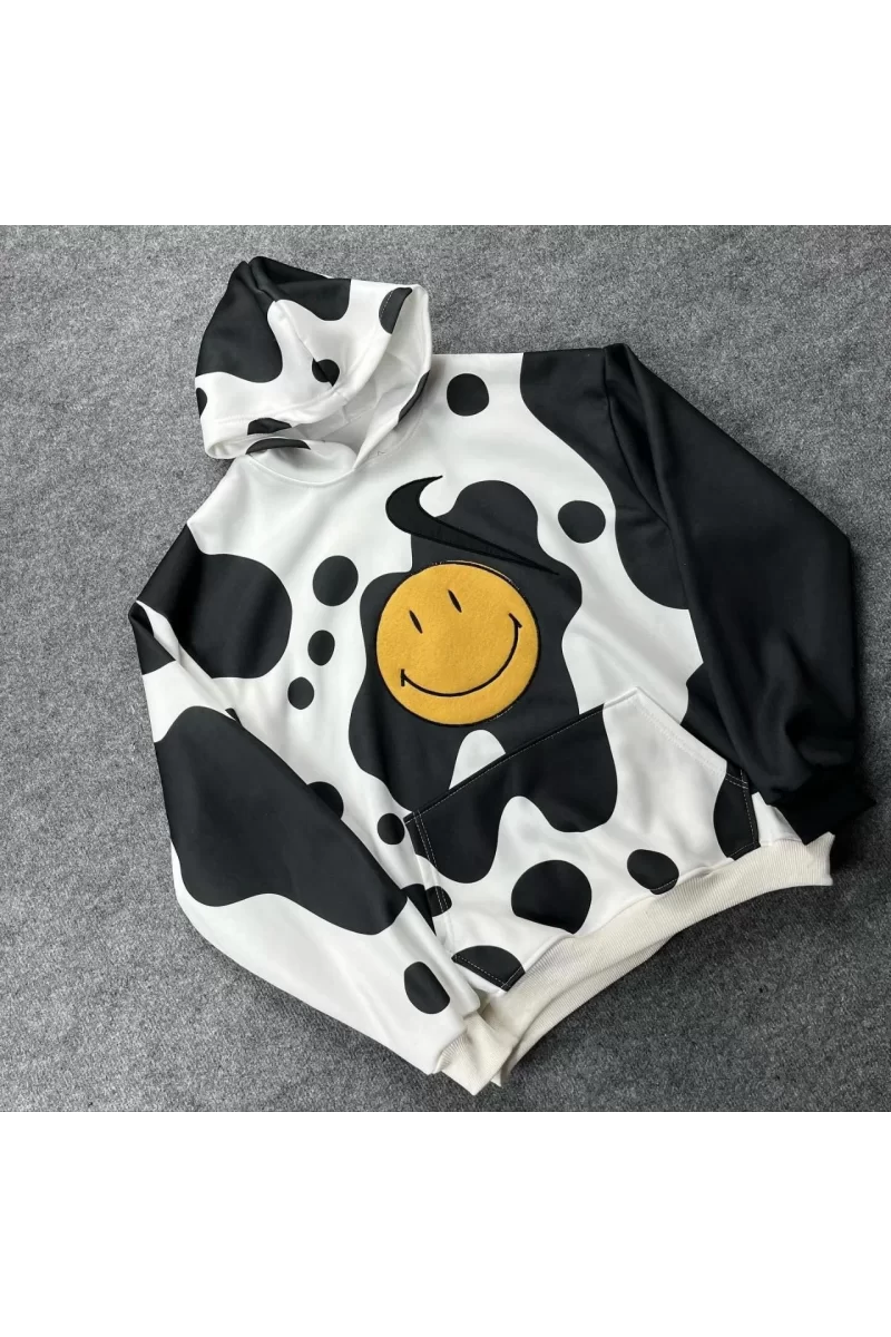 Kadın Smiley Face Kapüşonlu Sweatshirt