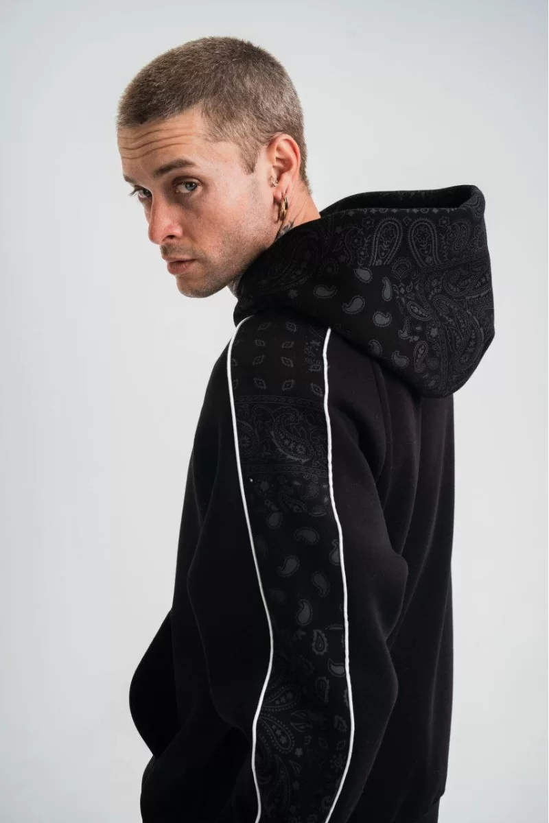 Uzun Kol Kapşonlu Ara Biyeli SweatShirt 