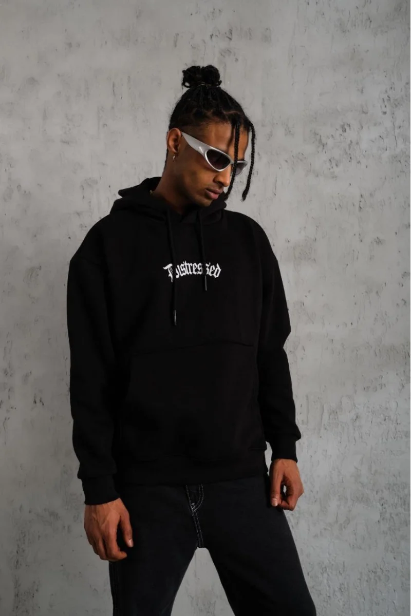 Erkek Üç İplik Baskılı Kapüşonlu Sweat 