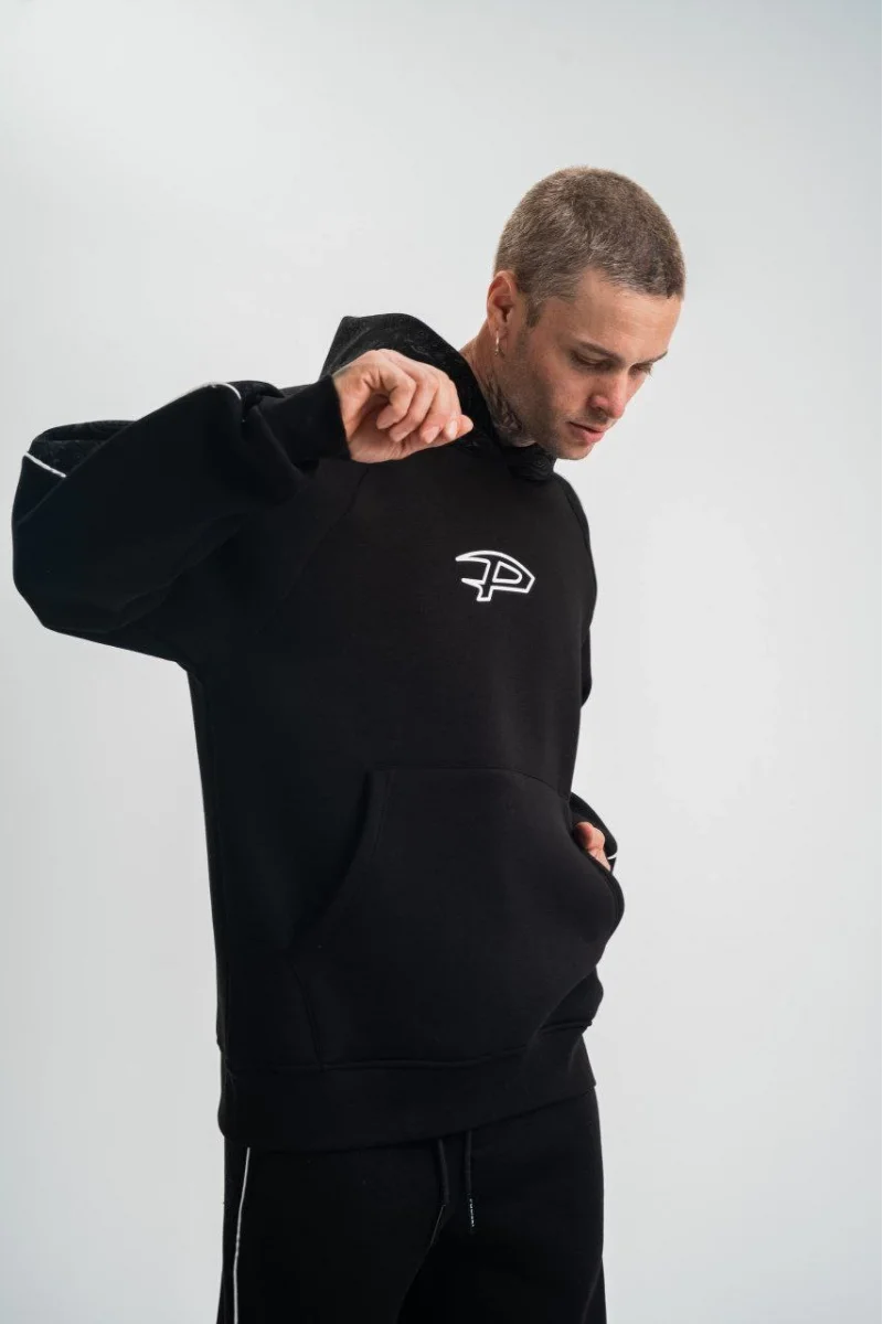 Uzun Kol Kapşonlu Ara Biyeli SweatShirt 