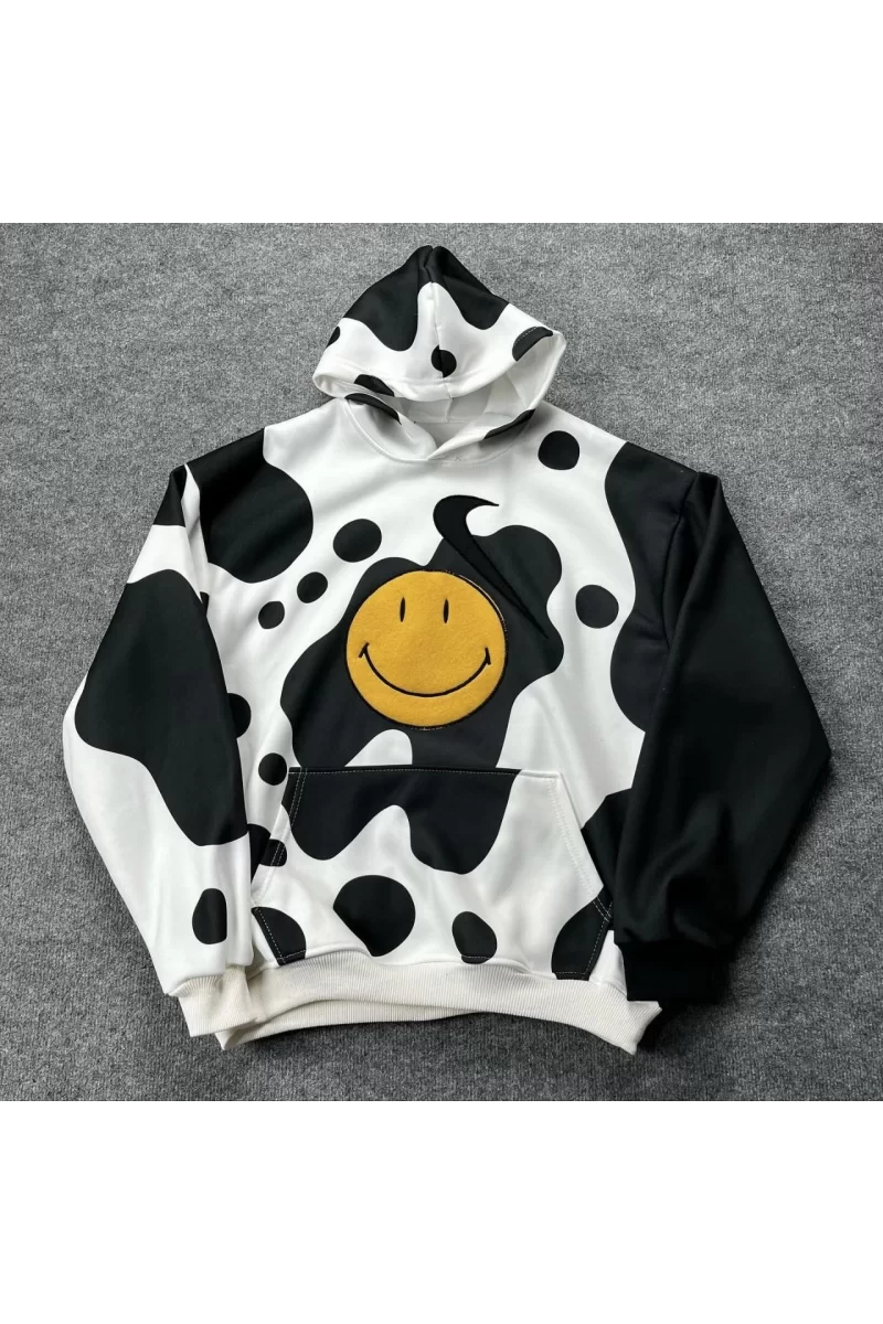 Kadın Smiley Face Kapüşonlu Sweatshirt
