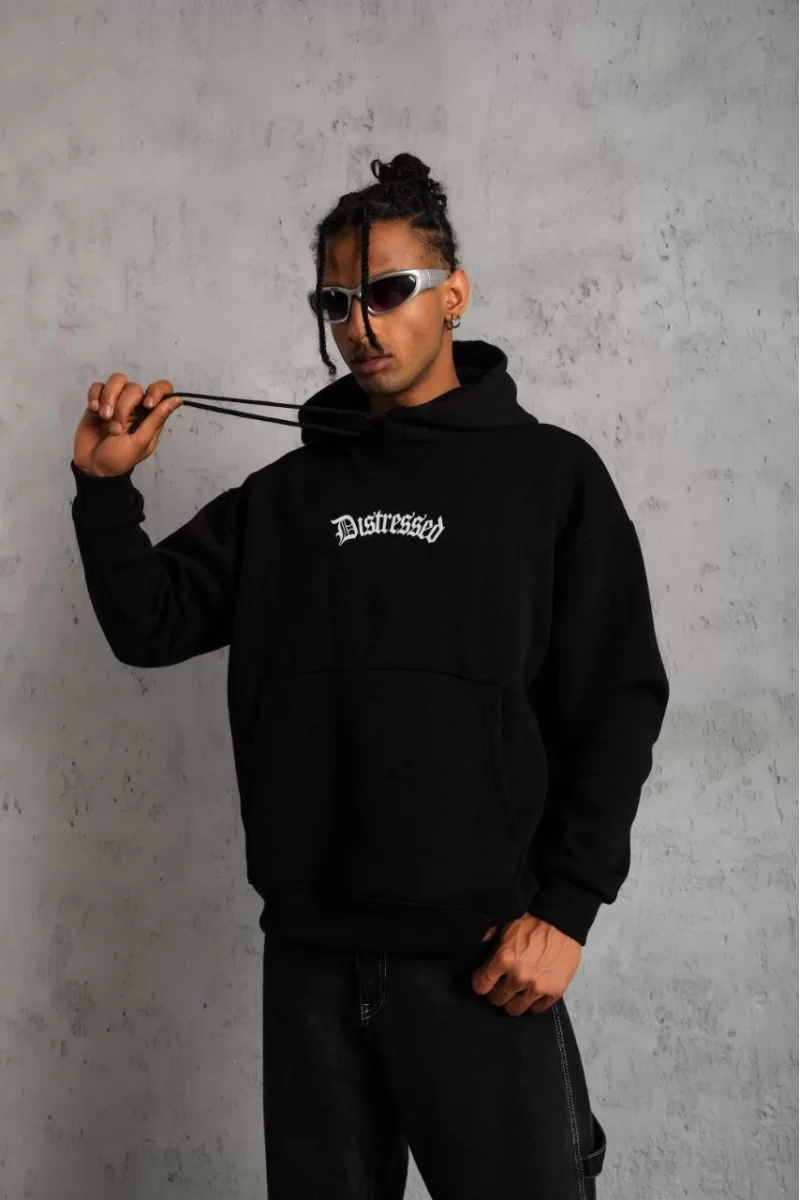 Erkek Üç İplik Baskılı Kapüşonlu Sweat 