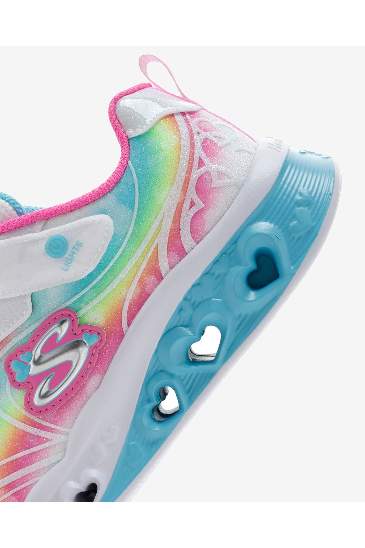 Flutter Heart Lights - Groovy Swirl Büyük Kız Çocuk Beyaz Işıklı Spor Ayakkabı 303253l Wmlt