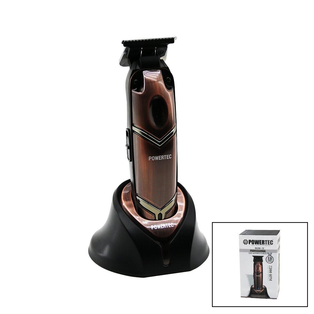 Powertec Tr-3737 Professıonal Saç Sakal & Ense Çizim Traş Makinesi (Standlı) (Şarjlı=2.5 Saat) (1500mah& 7200rpm)*20